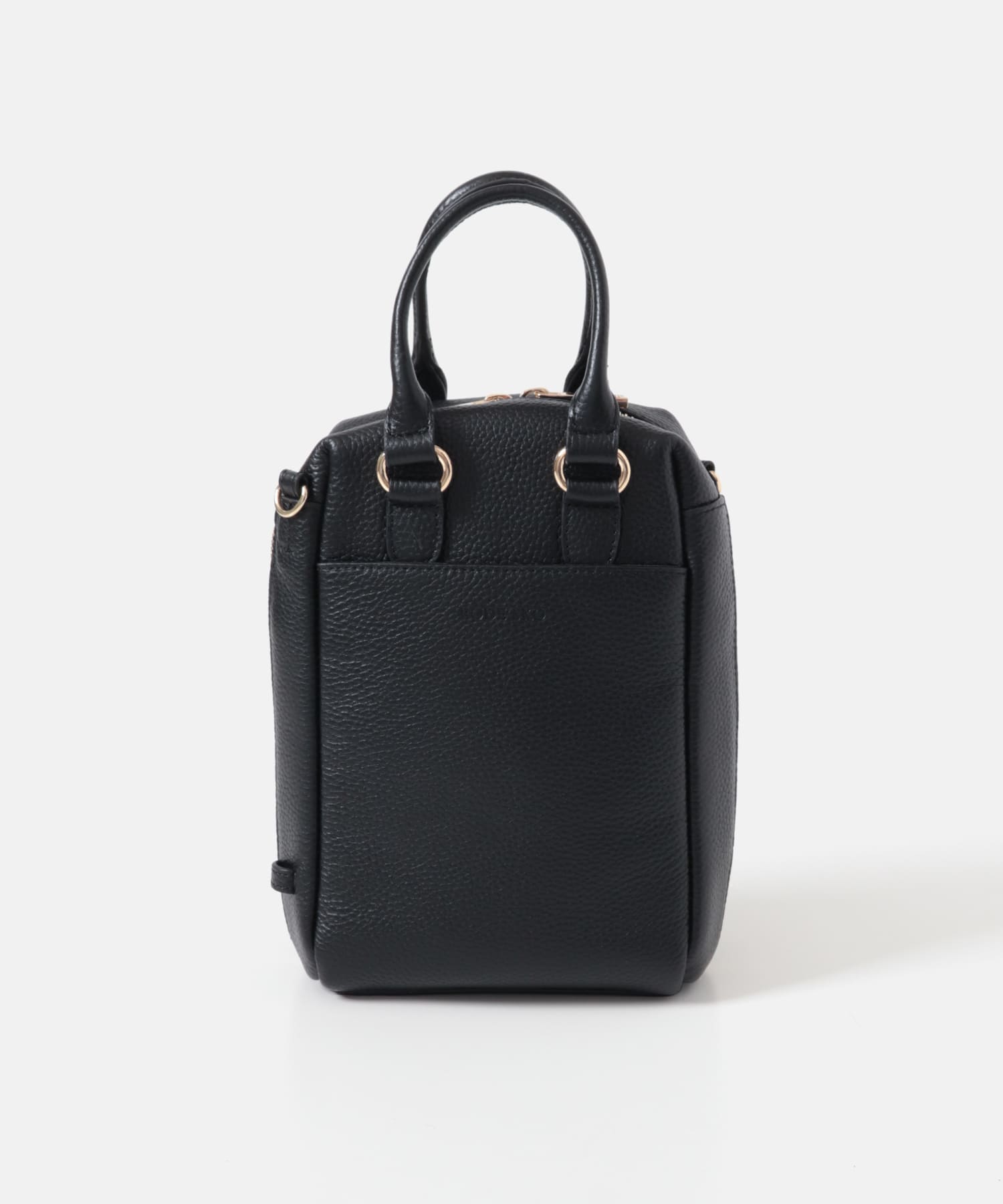 『縦型』レザーミニボストンバッグ BLACK one