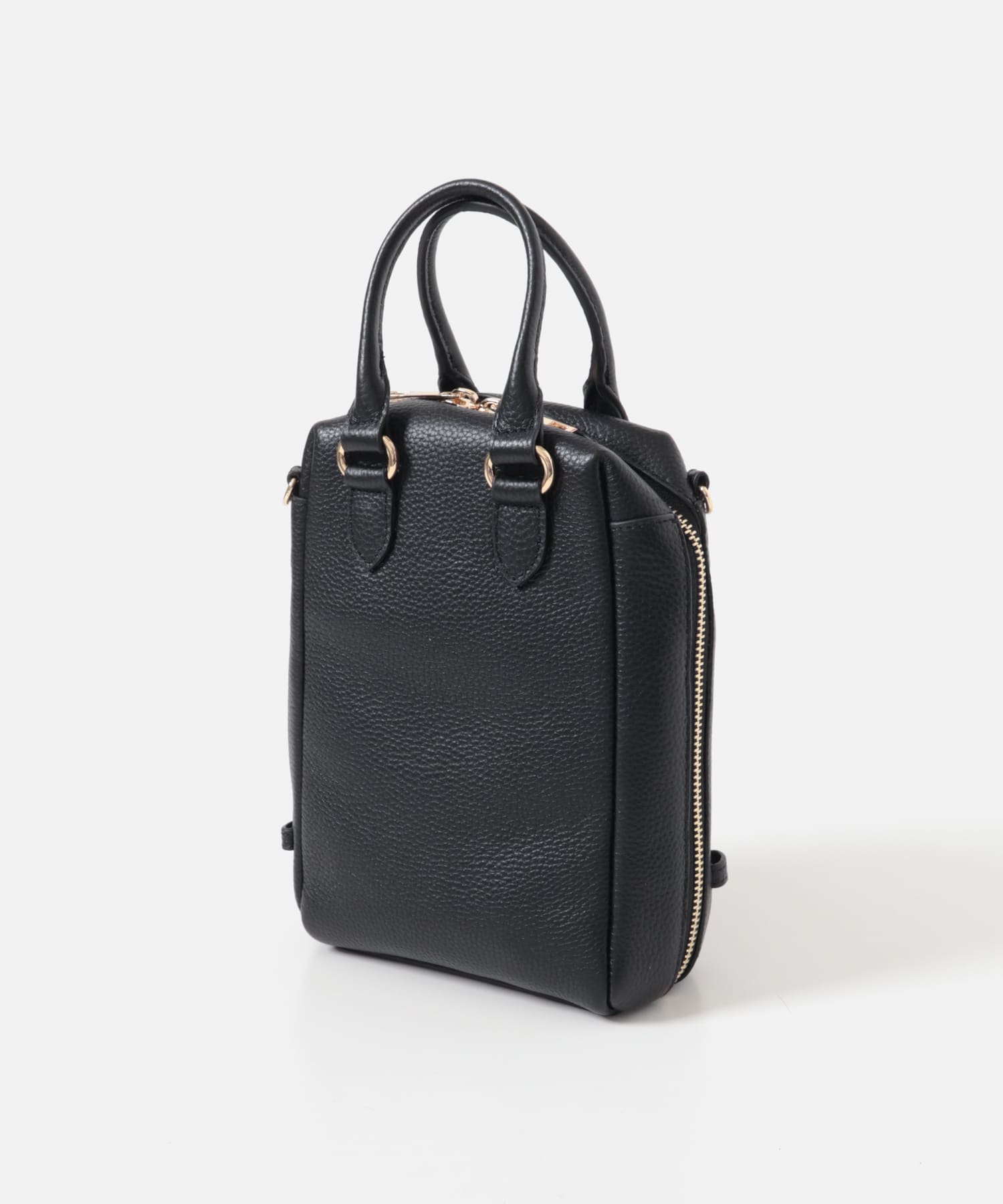 『縦型』レザーミニボストンバッグ BLACK one