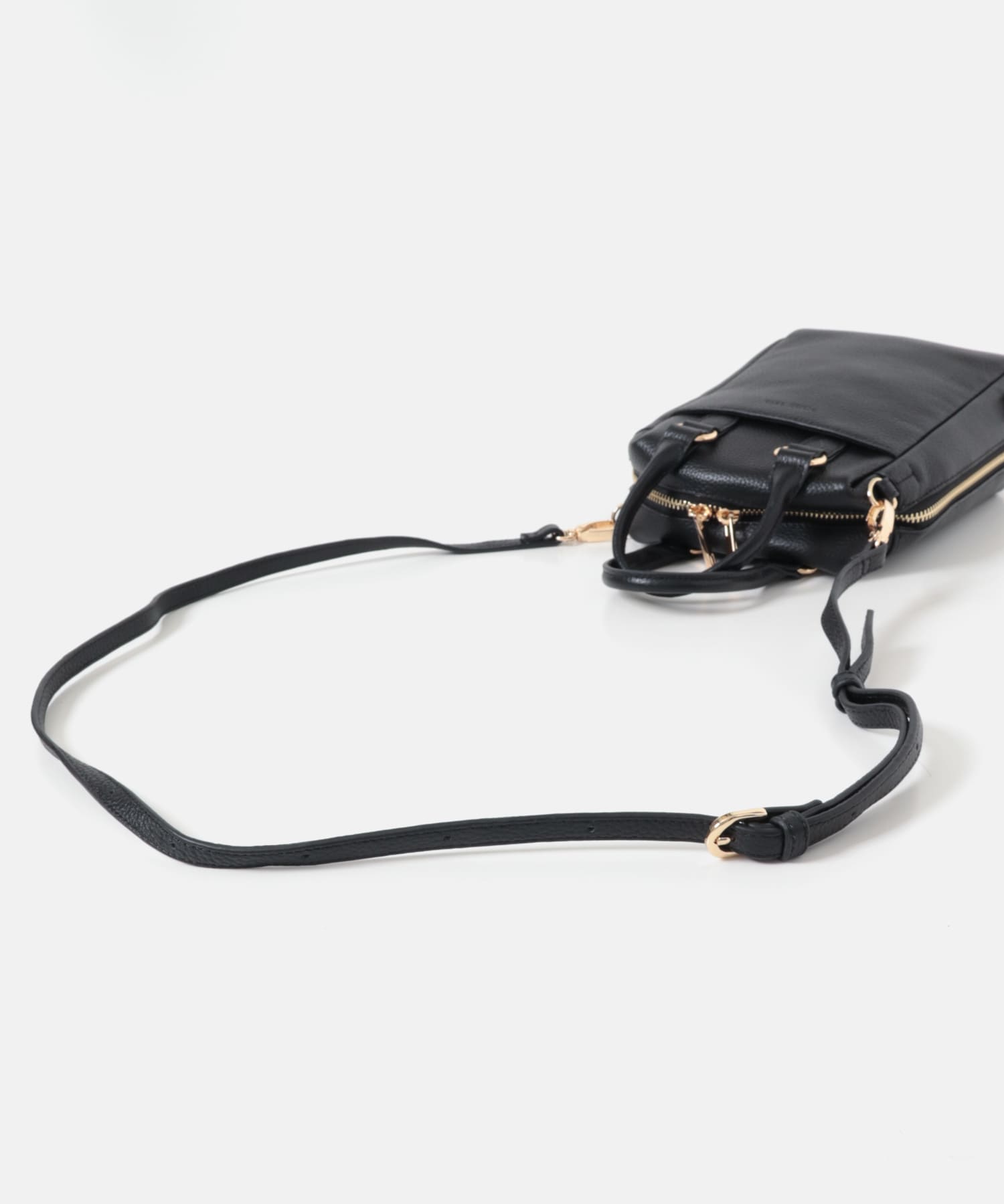 『縦型』レザーミニボストンバッグ BLACK one