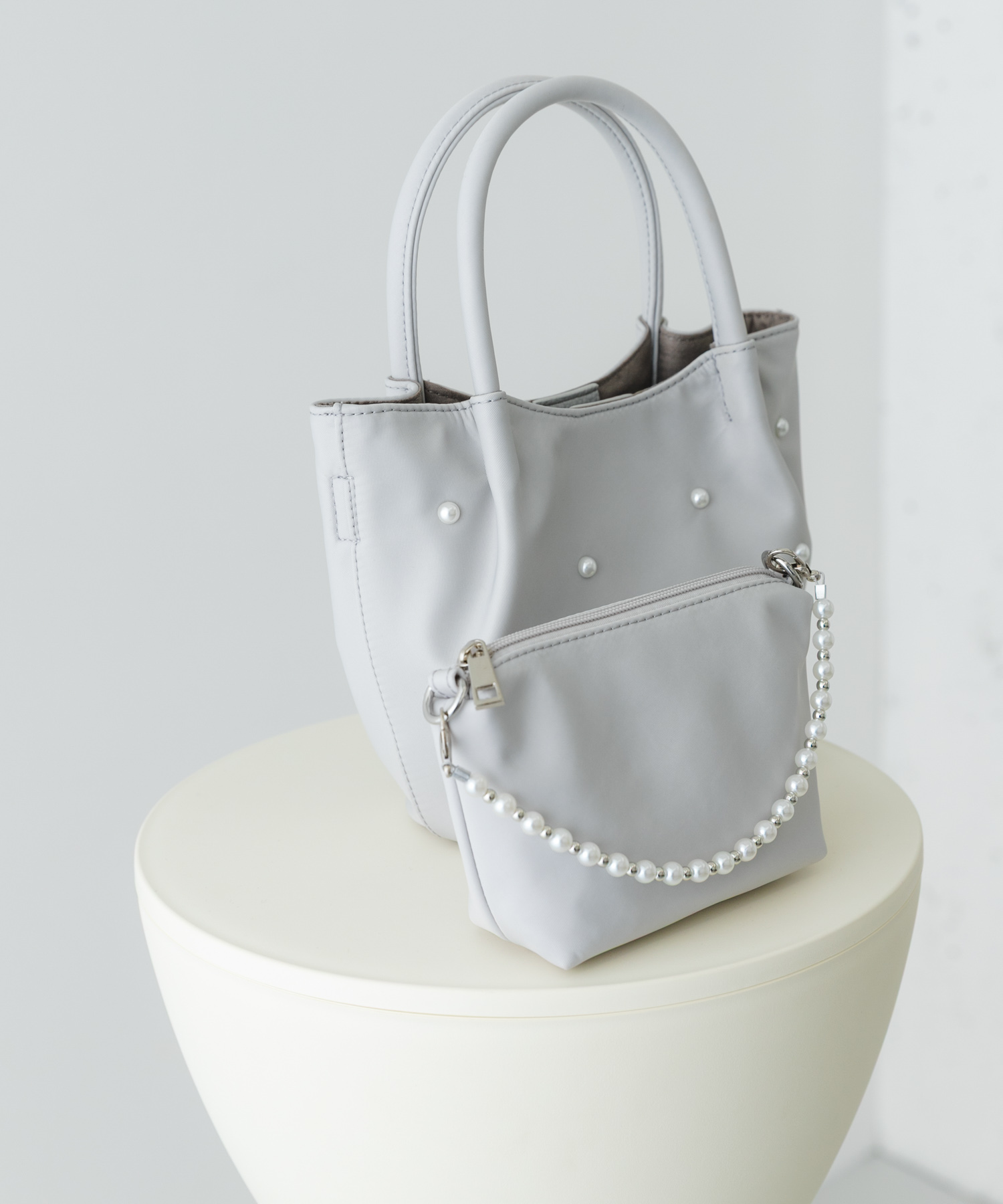 インバッグ付ミニパールバッグ GRAY/Ny one