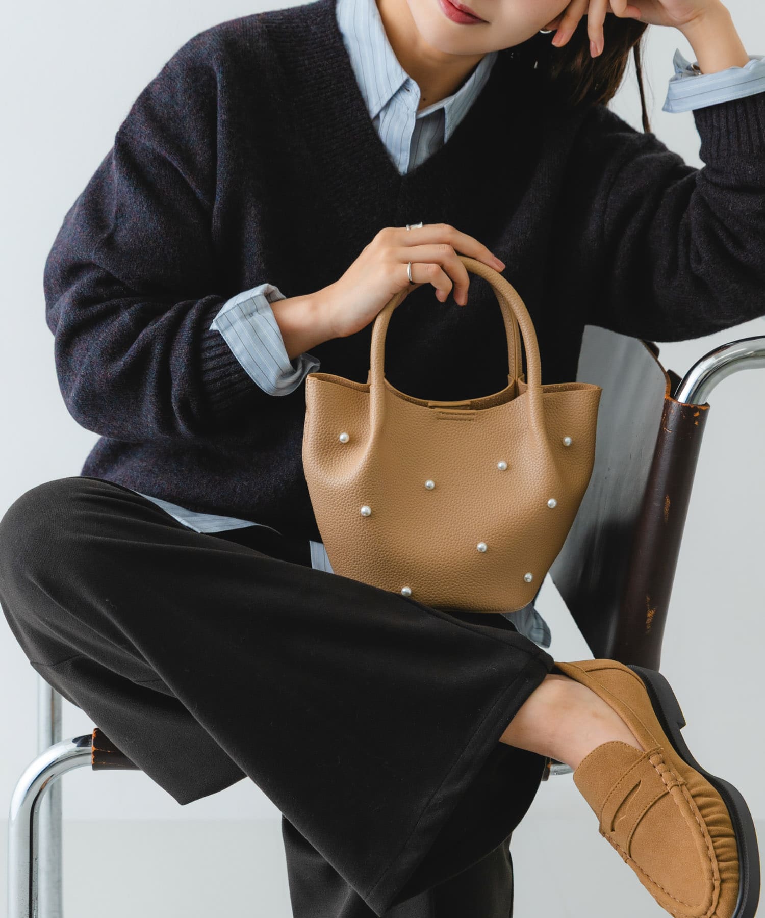 インバッグ付ミニパールバッグ BEIGE one