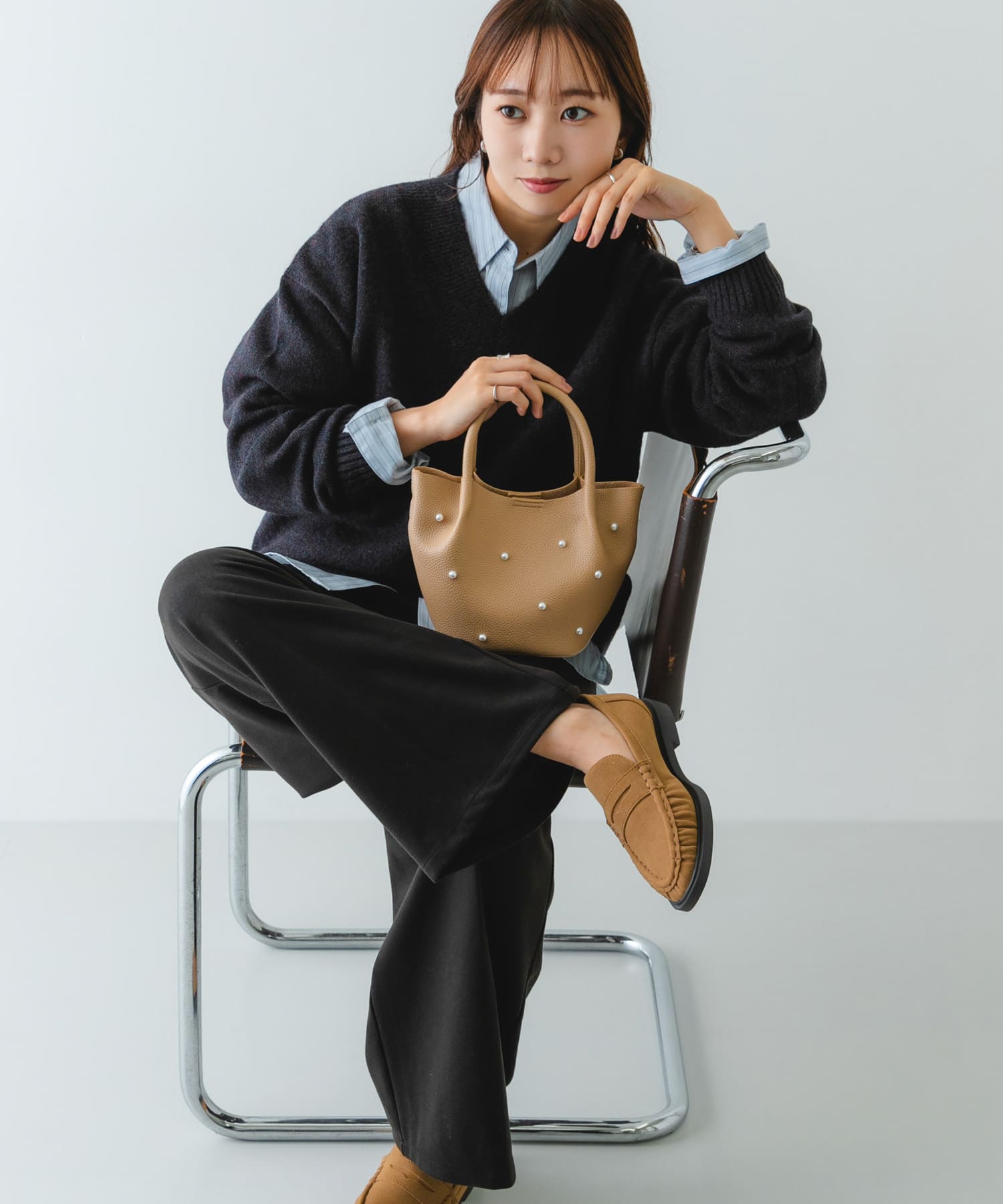 インバッグ付ミニパールバッグ BEIGE one
