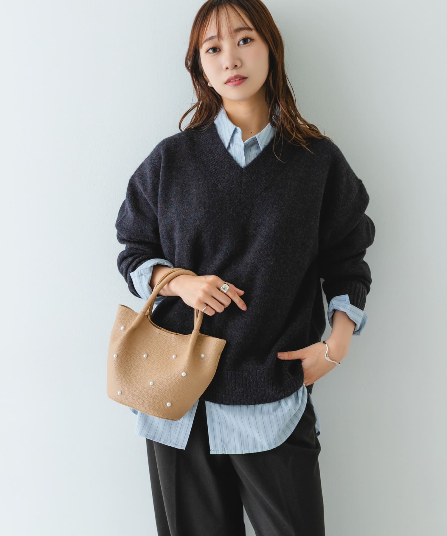 インバッグ付ミニパールバッグ BEIGE one