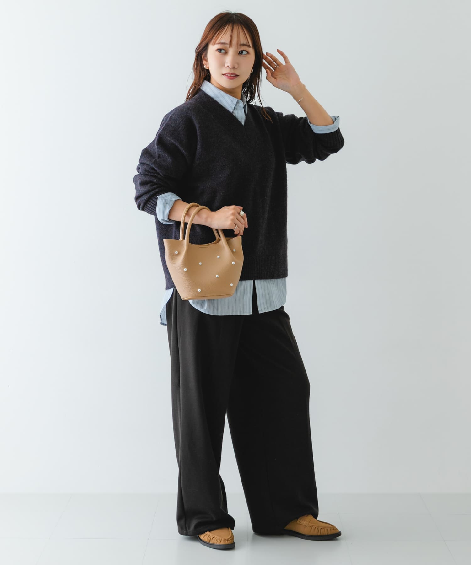 インバッグ付ミニパールバッグ BEIGE one