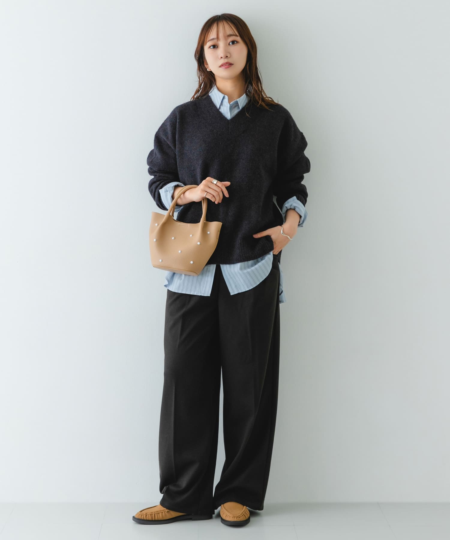 インバッグ付ミニパールバッグ BEIGE one