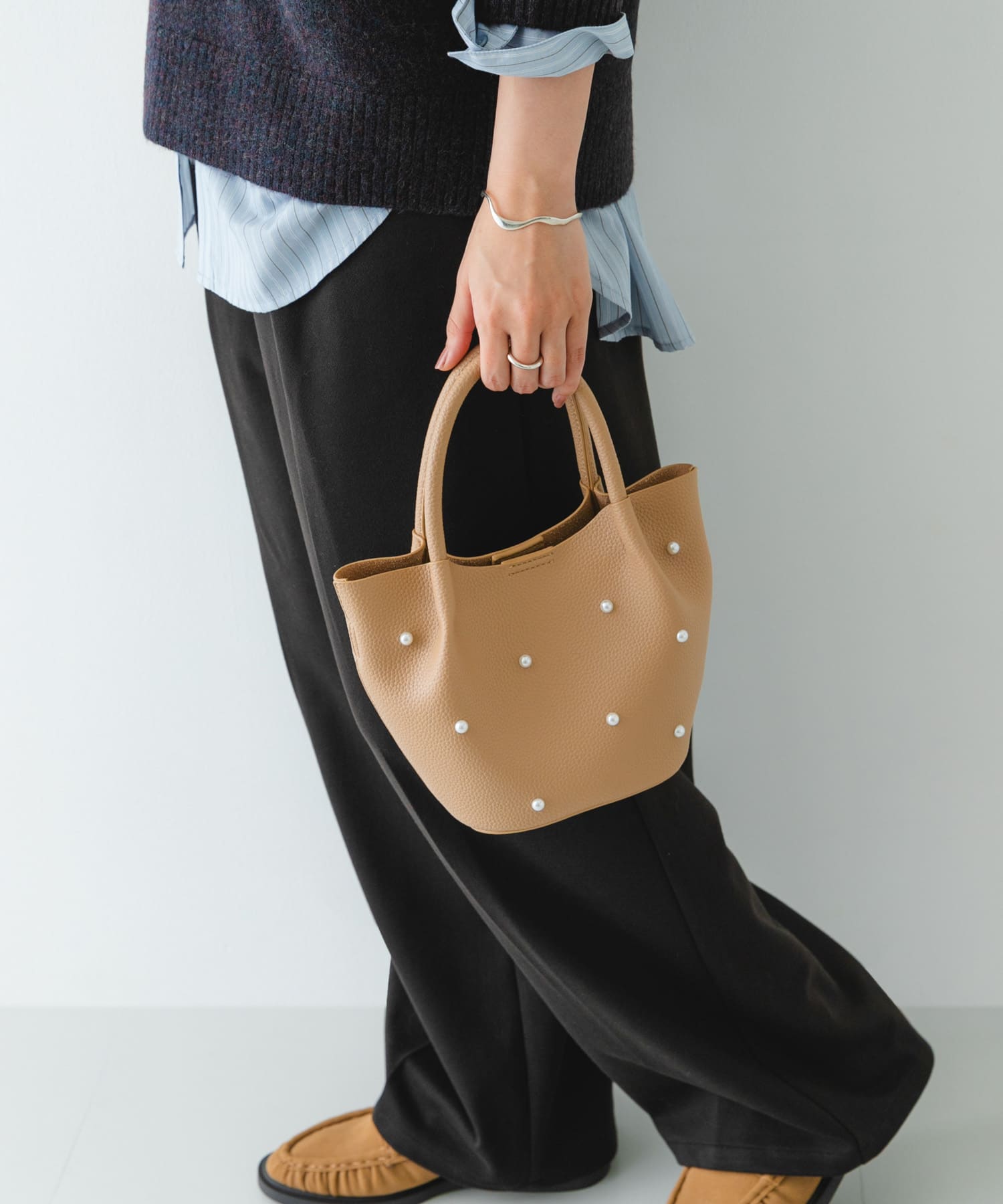 インバッグ付ミニパールバッグ BEIGE one