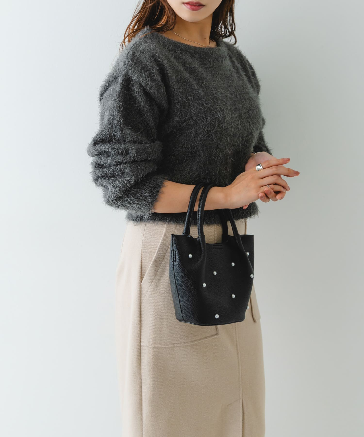 インバッグ付ミニパールバッグ BLACK one