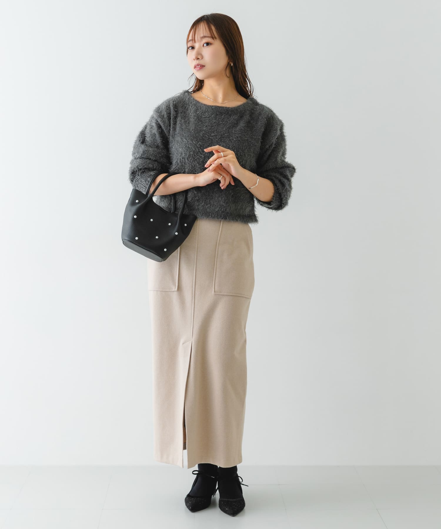 インバッグ付ミニパールバッグ BLACK one