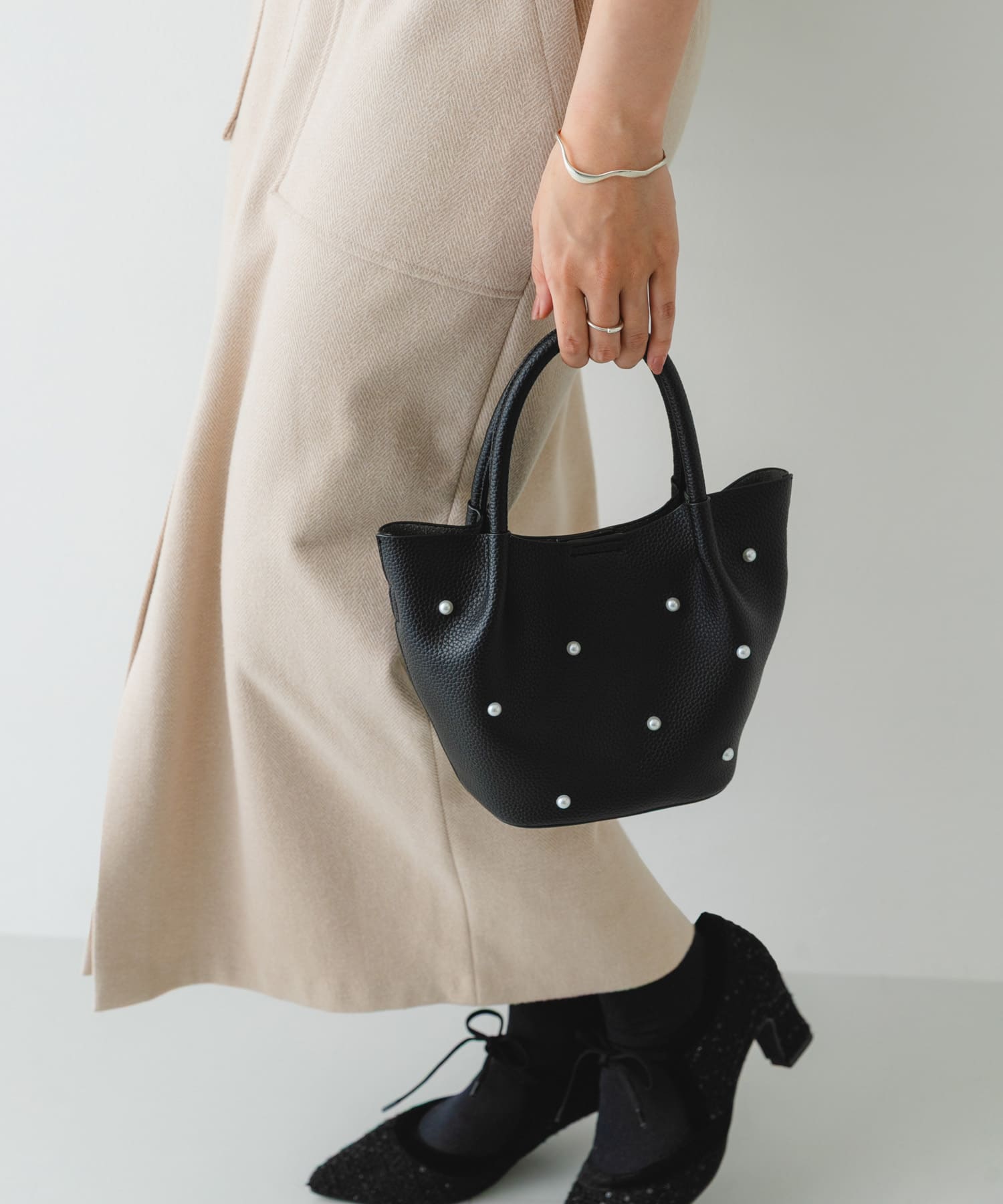 インバッグ付ミニパールバッグ BLACK one