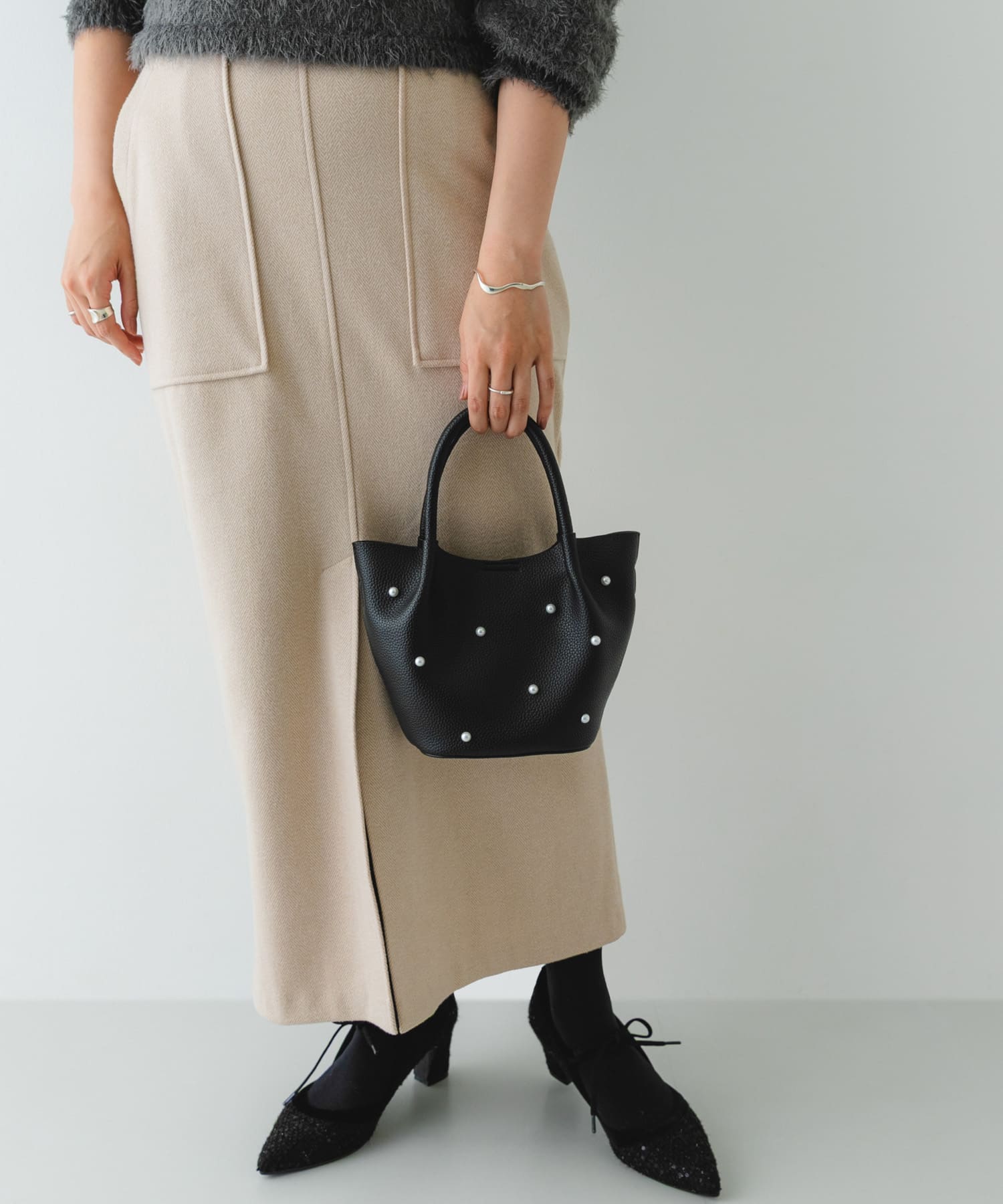 インバッグ付ミニパールバッグ BLACK one