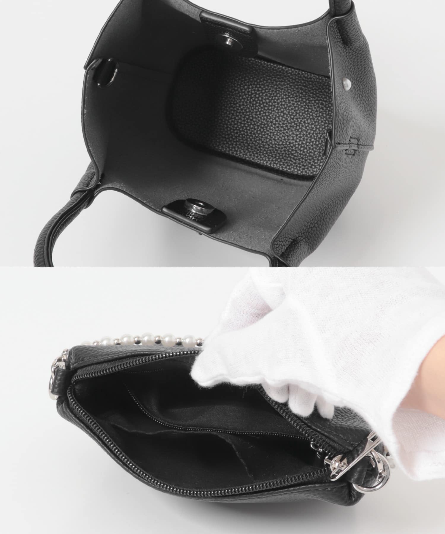 インバッグ付ミニパールバッグ BLACK one