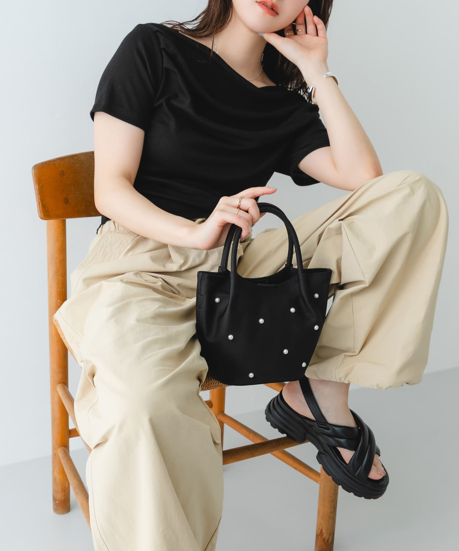 インバッグ付ミニパールバッグ BLACK/Ny one