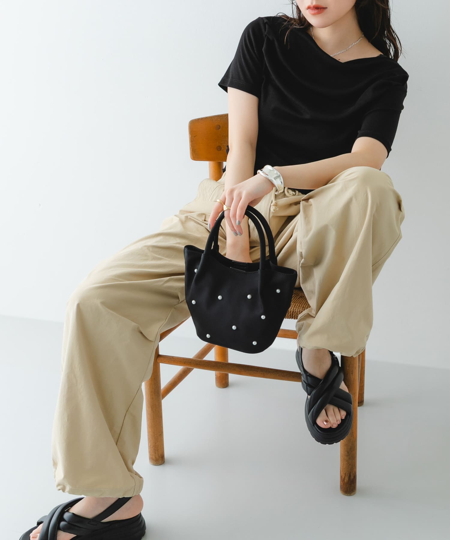 インバッグ付ミニパールバッグ BLACK/Ny one