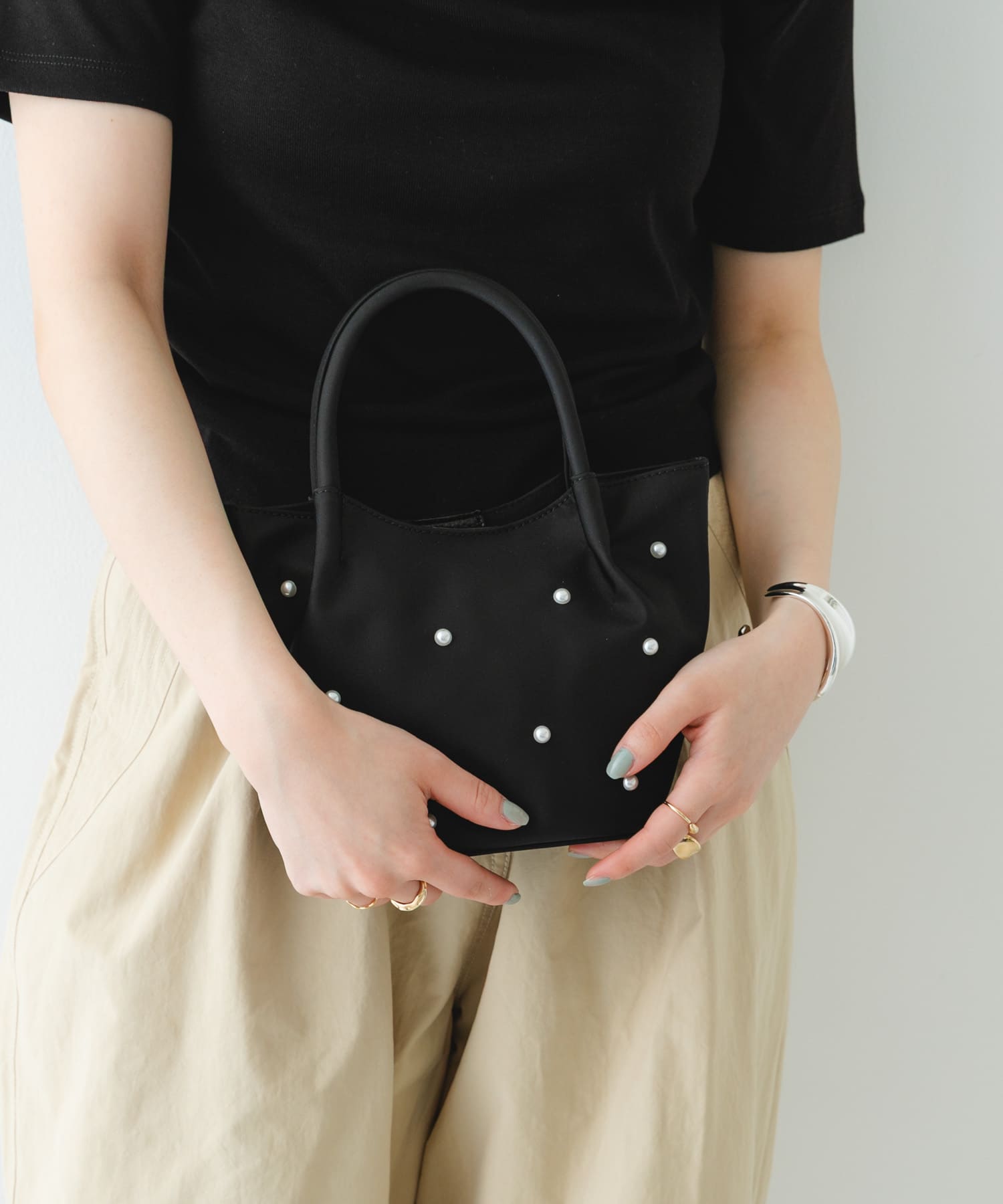 インバッグ付ミニパールバッグ BLACK/Ny one