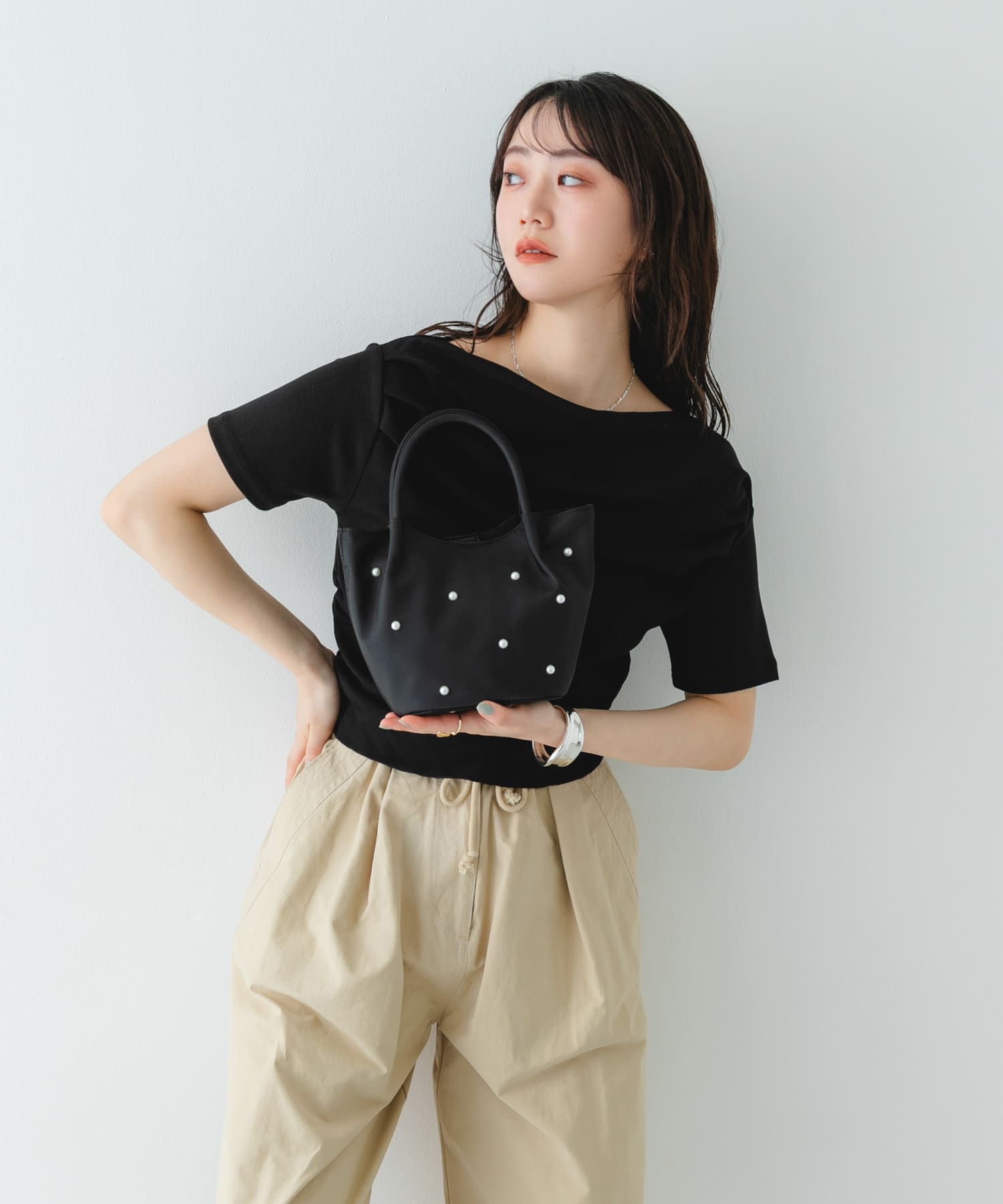 インバッグ付ミニパールバッグ BLACK/Ny one
