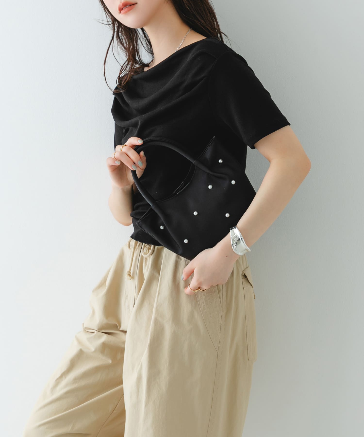 インバッグ付ミニパールバッグ BLACK/Ny one