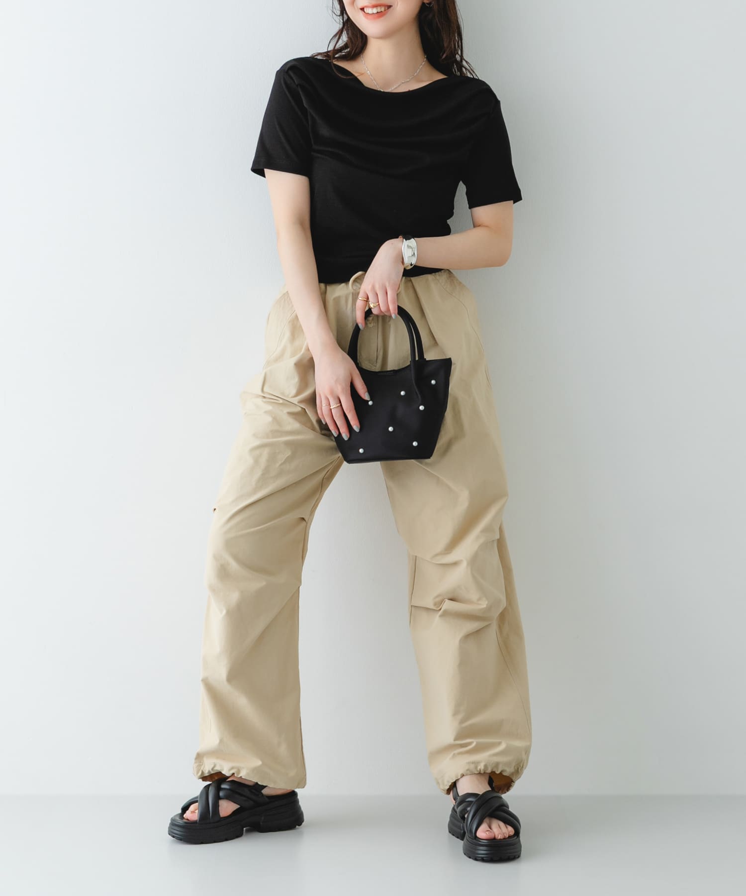 インバッグ付ミニパールバッグ BLACK/Ny one