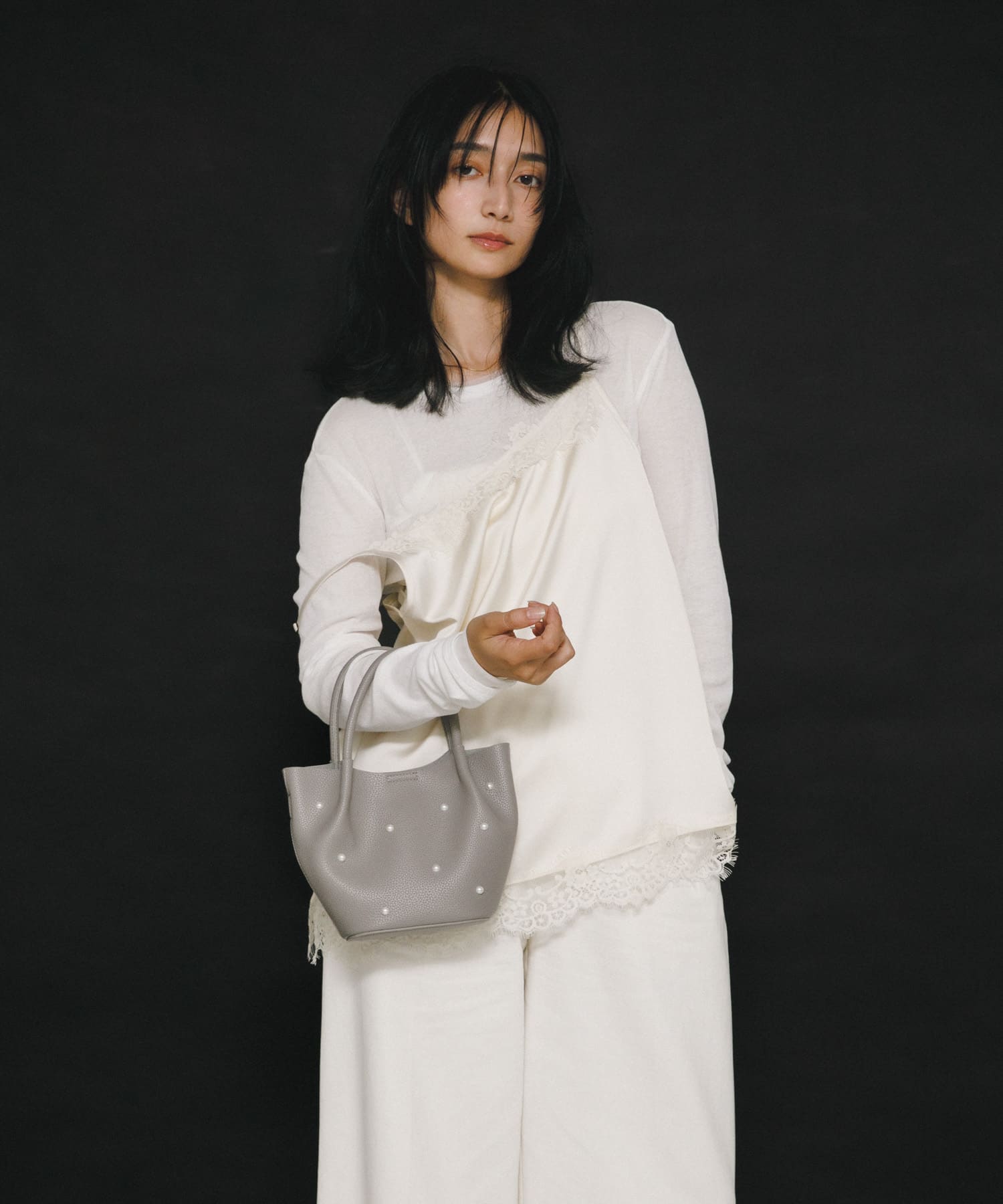 インバッグ付ミニパールバッグ GRAY one