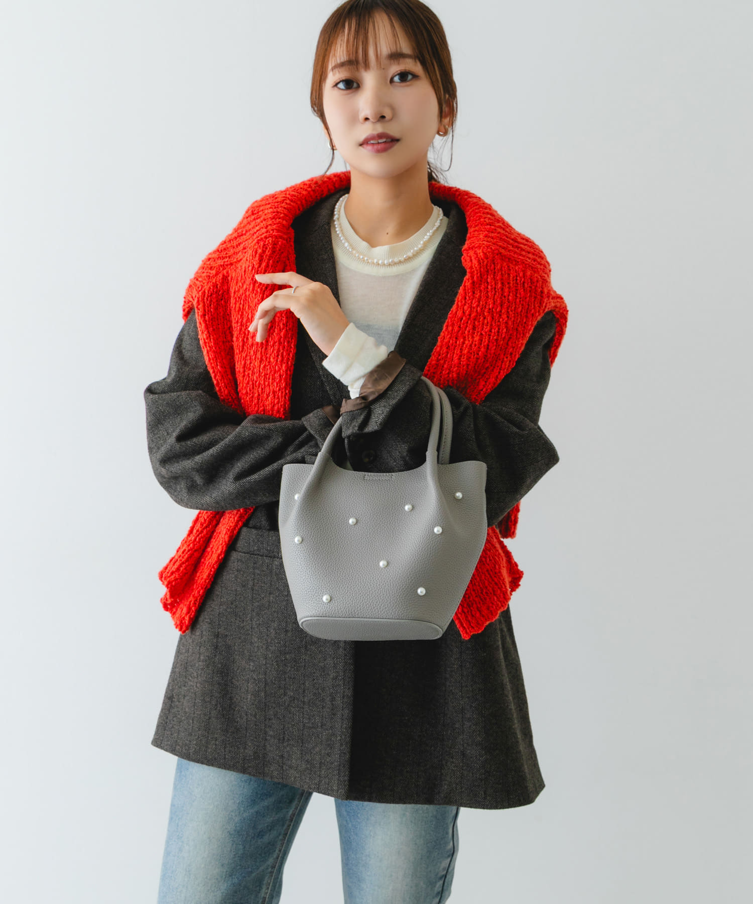 インバッグ付ミニパールバッグ GRAY one