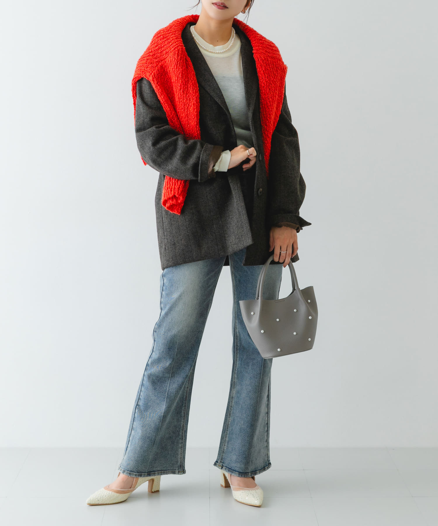 インバッグ付ミニパールバッグ GRAY one