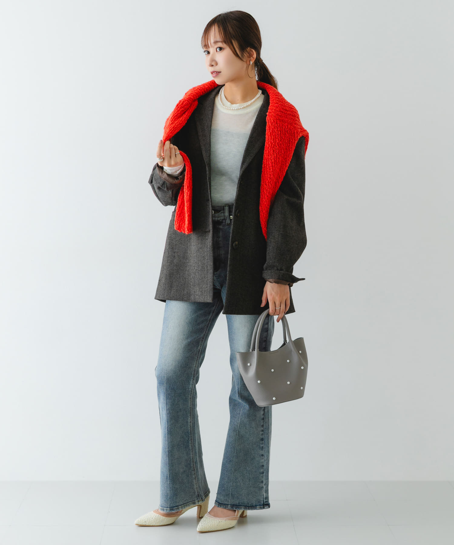 インバッグ付ミニパールバッグ GRAY one