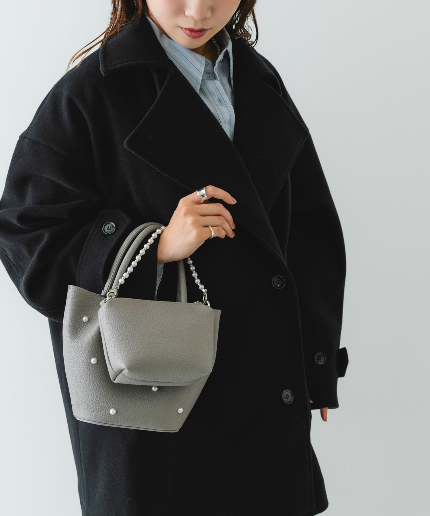 インバッグ付ミニパールバッグ GRAY one