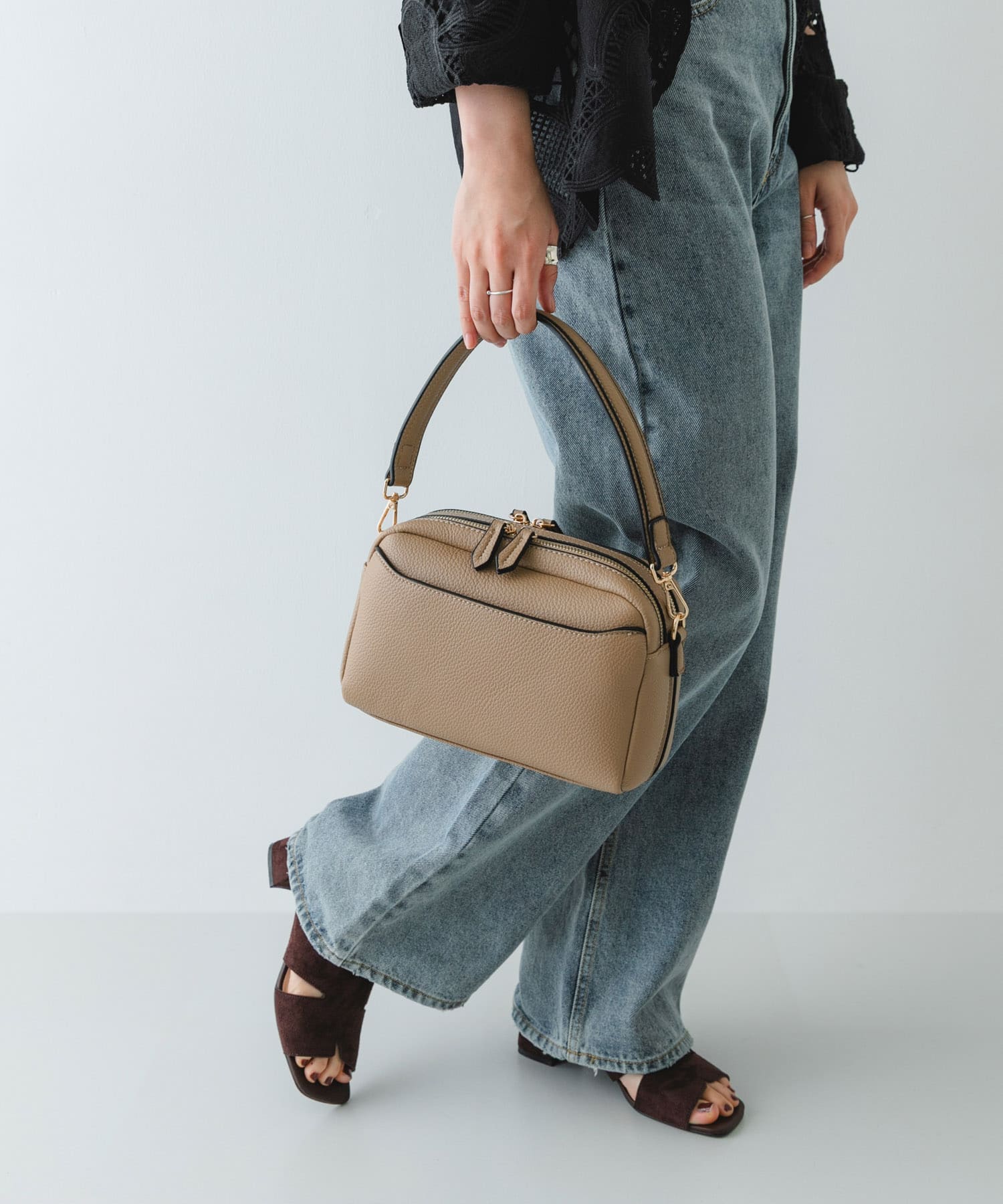 フロントポケットショルダーバッグ BEIGE One