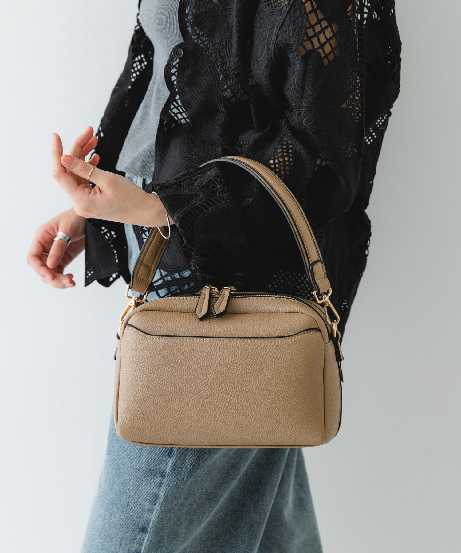 フロントポケットショルダーバッグ BEIGE One