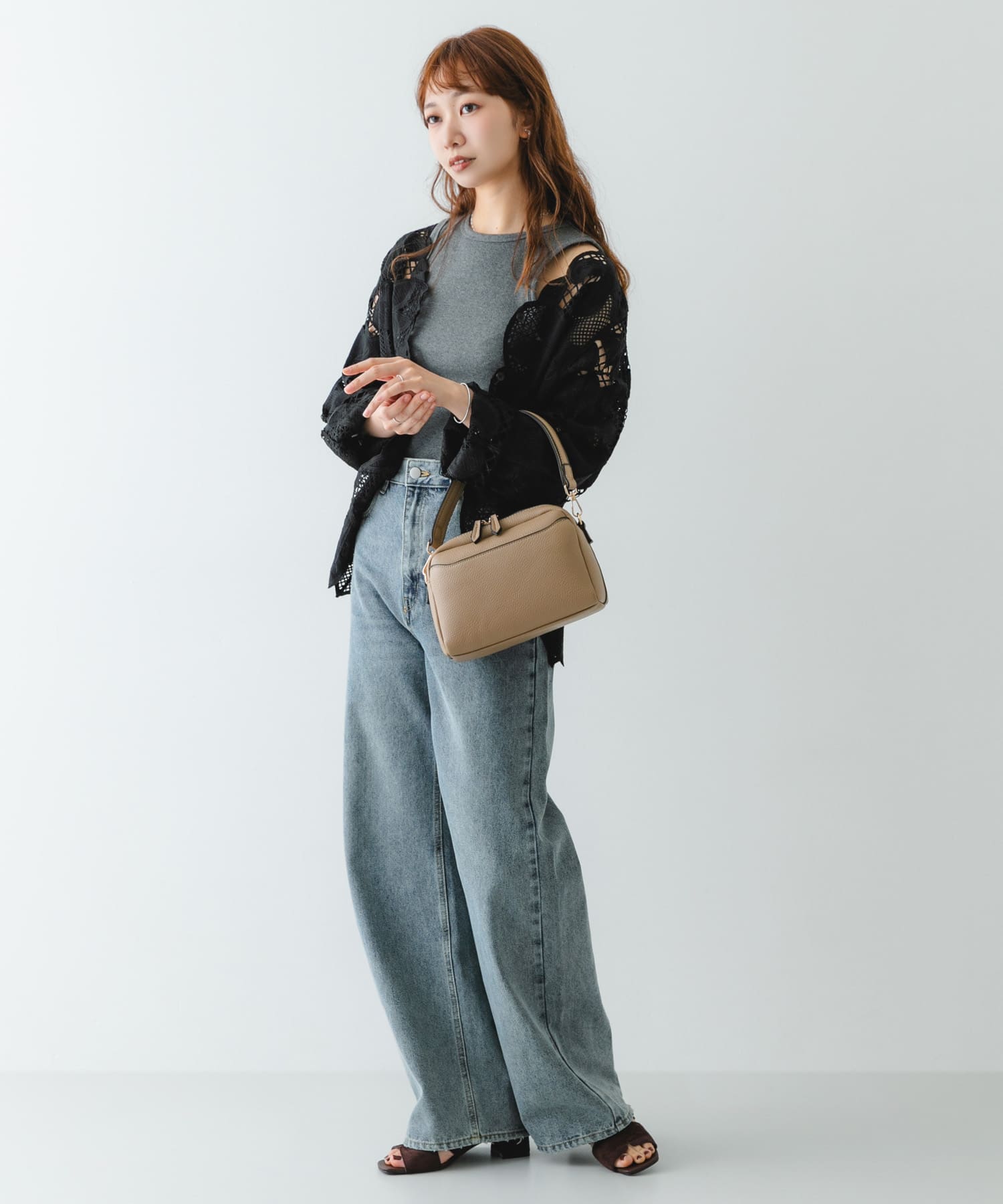 フロントポケットショルダーバッグ BEIGE One