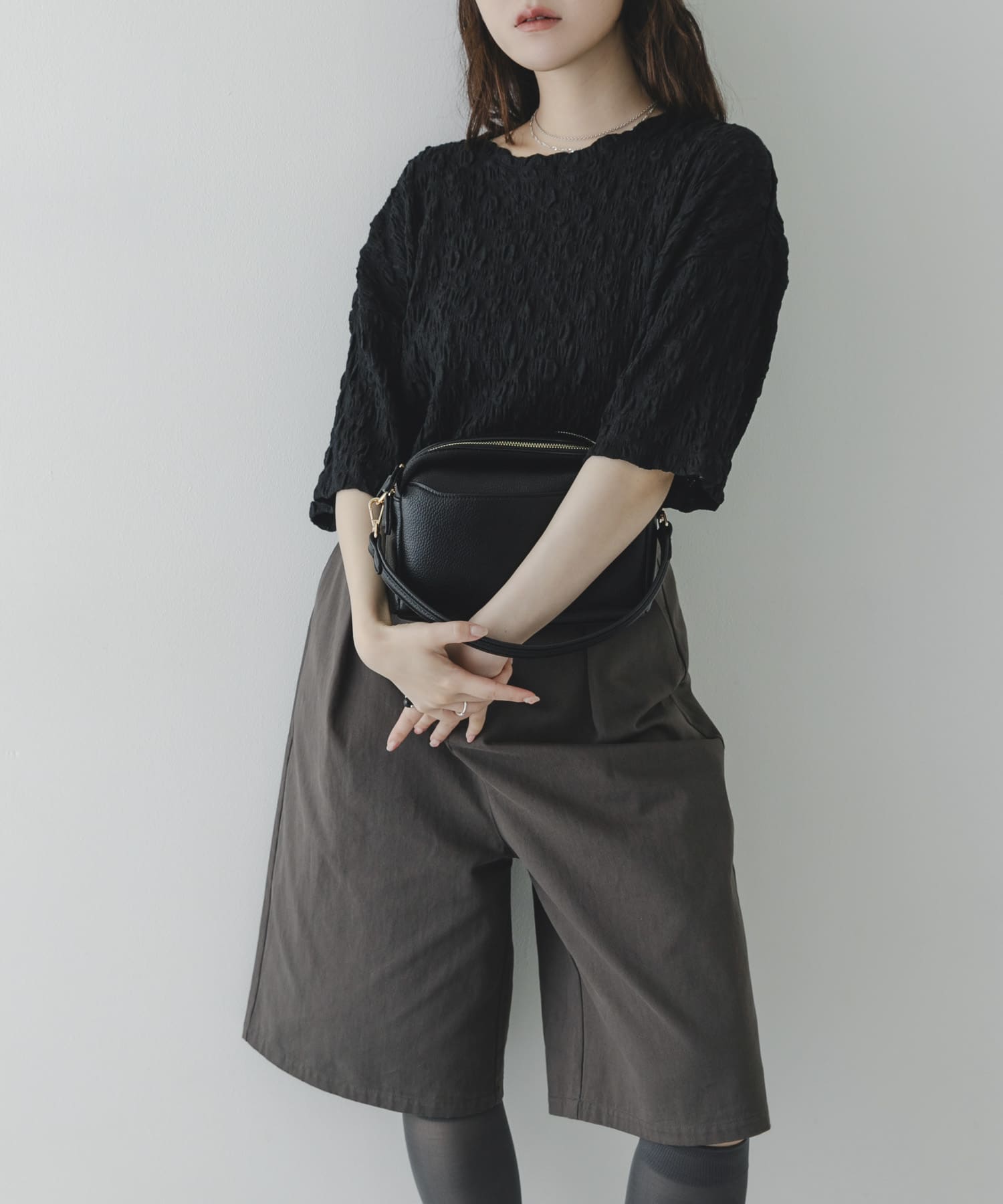 フロントポケットショルダーバッグ BLACK One