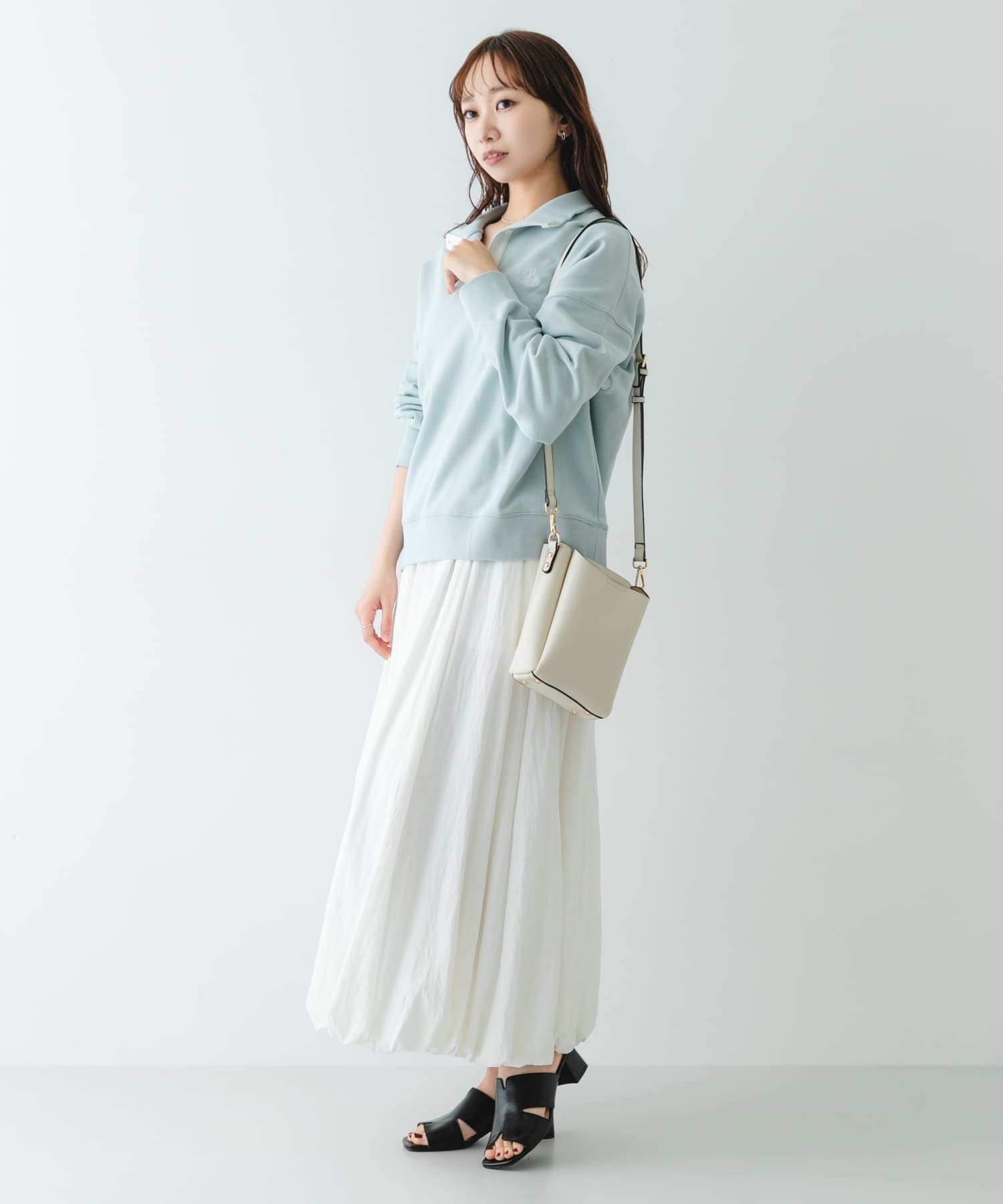 フロントポケットタテナガショルダーバッグ WHITE One