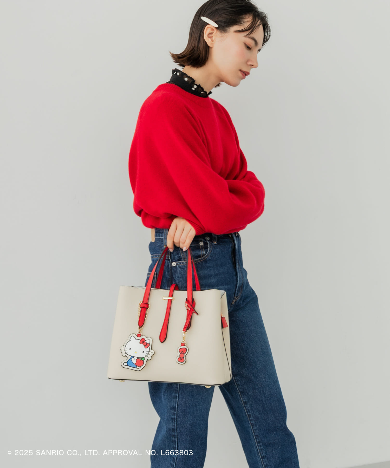サンリオキャラクターズ チャーム付バッグ IVORYxRED One