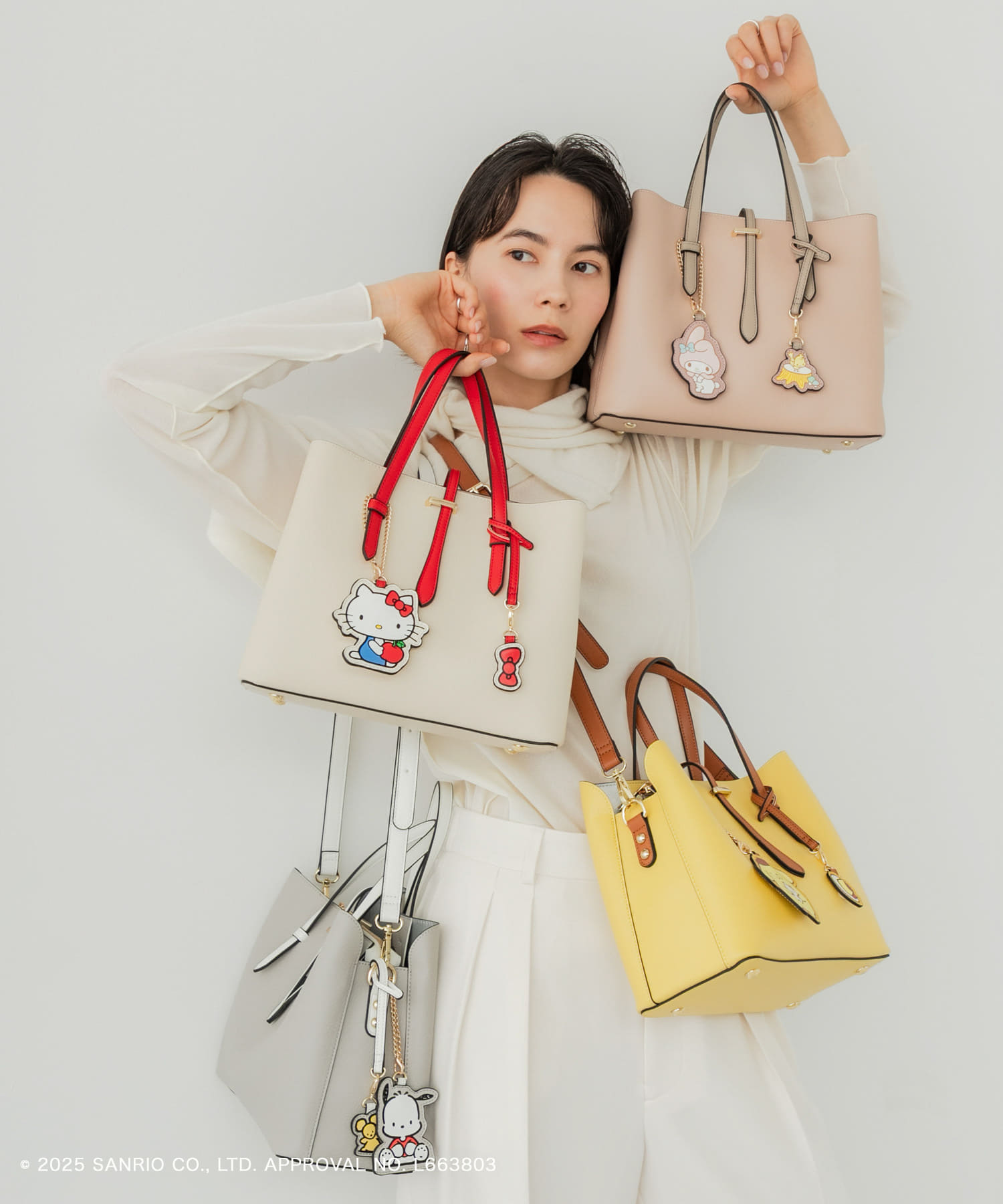 サンリオキャラクターズ チャーム付バッグ IVORYxRED One