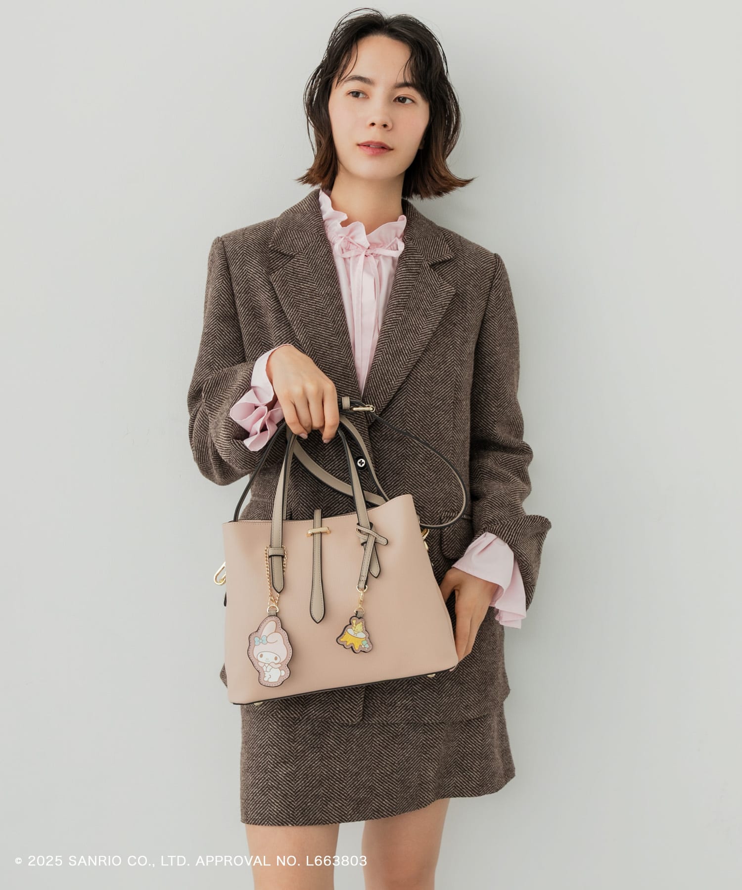 サンリオキャラクターズ チャーム付バッグ PINKxGRG One