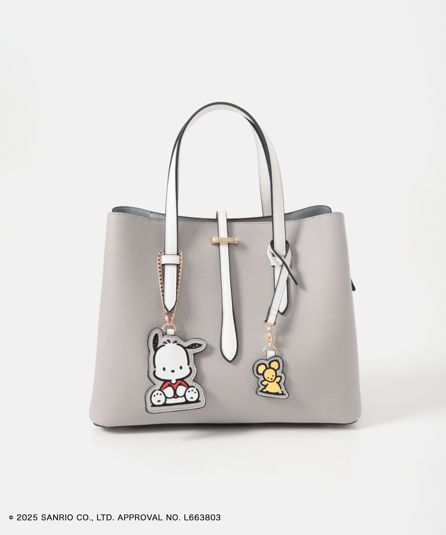 サンリオキャラクターズ チャーム付バッグ GRAYxWHITE One