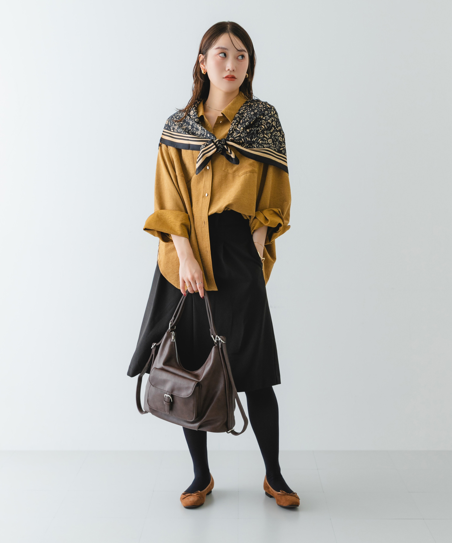 『WEB/一部店舗限定』『リアルレザー』シープスキンバレエシューズ CAMEL 36