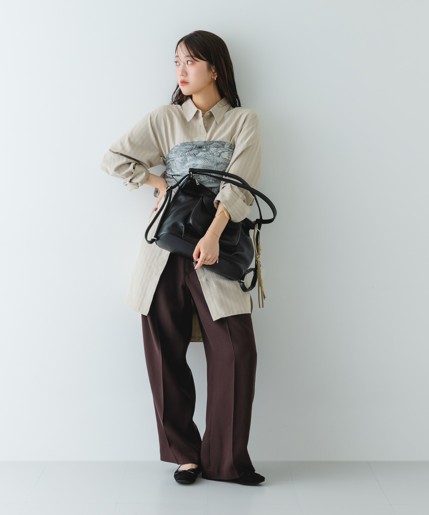 『WEB/一部店舗限定』『リアルレザー』シープスキンバレエシューズ BLACK 36