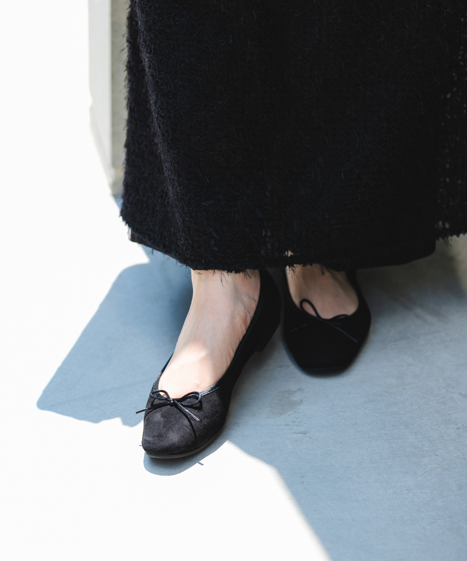 『WEB/一部店舗限定』『リアルレザー』シープスキンバレエシューズ BLACK 36