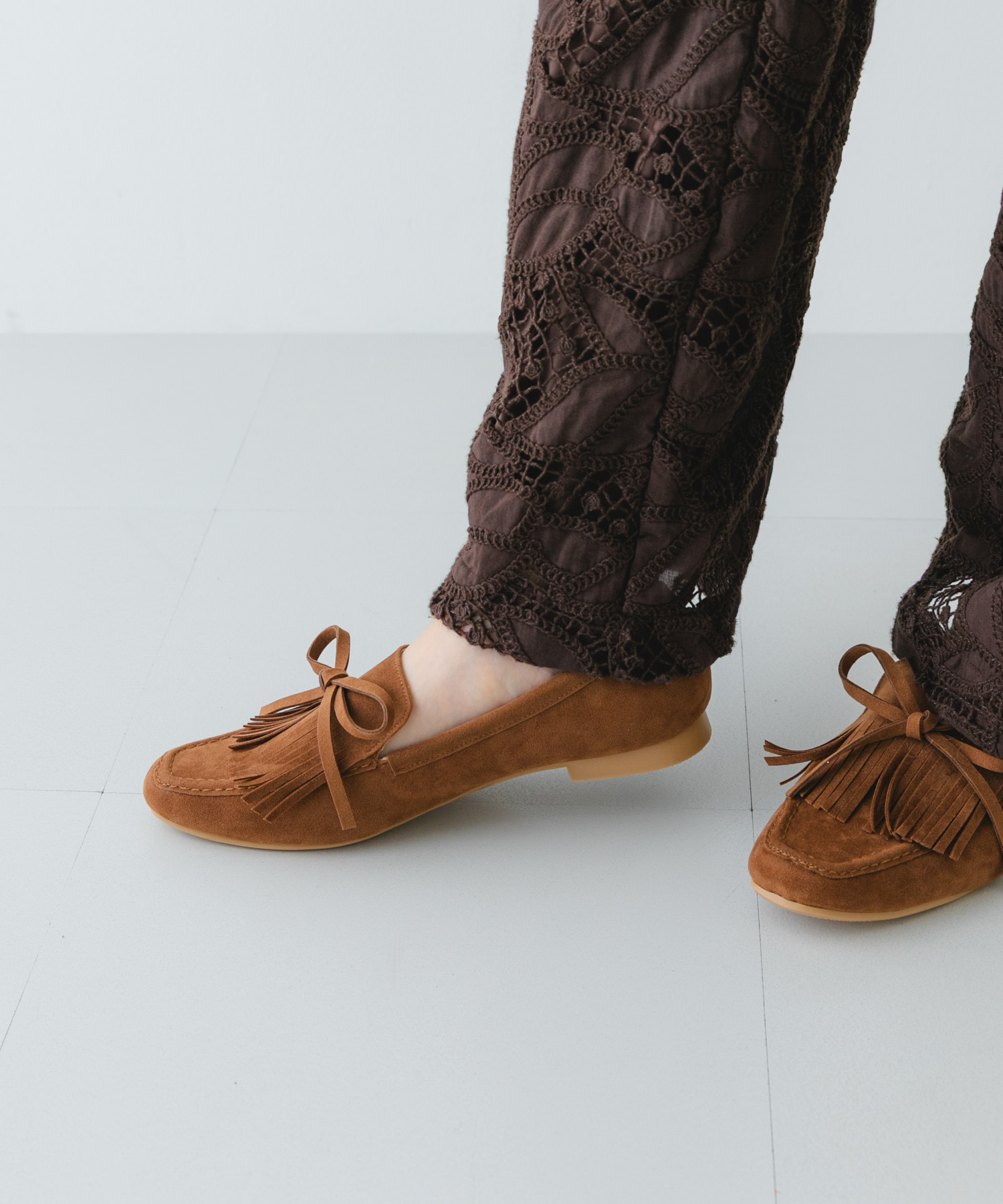 リボンフリンジローファー BROWN 36