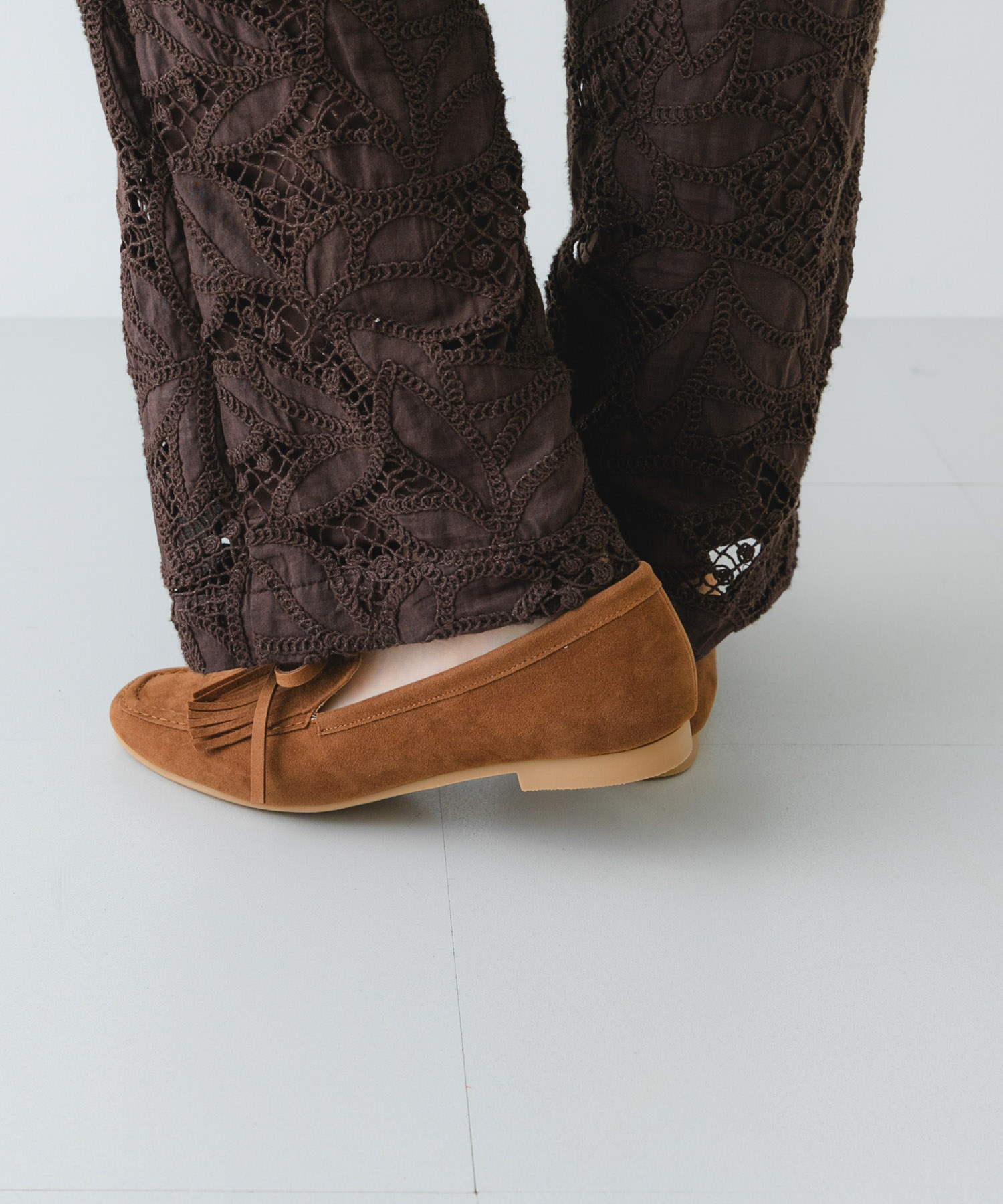 リボンフリンジローファー BROWN 36