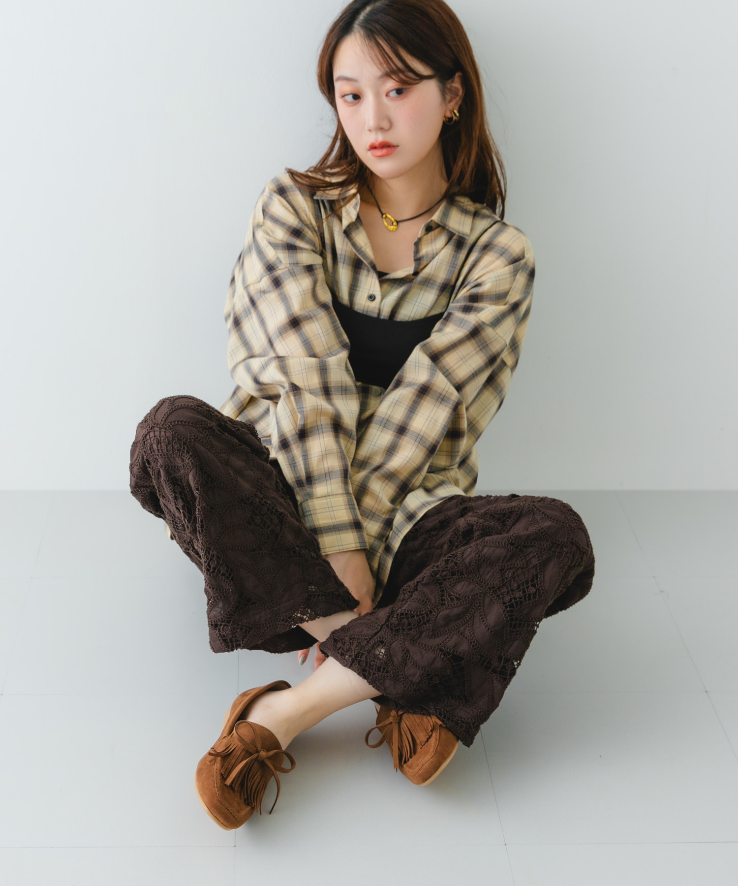 リボンフリンジローファー BROWN 36