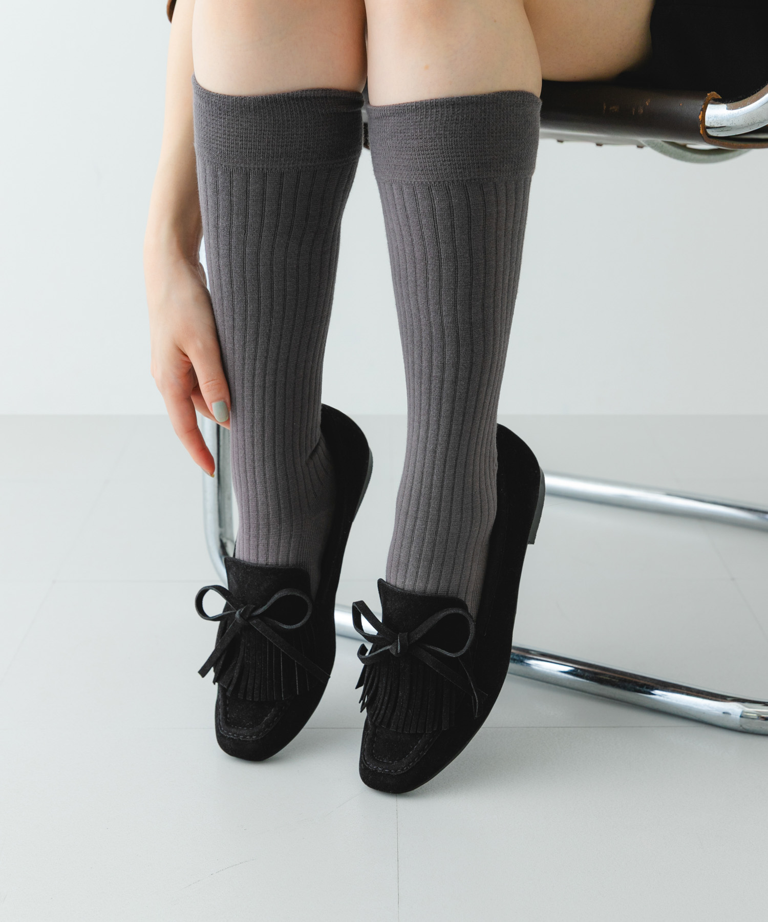 リボンフリンジローファー BLACK 36