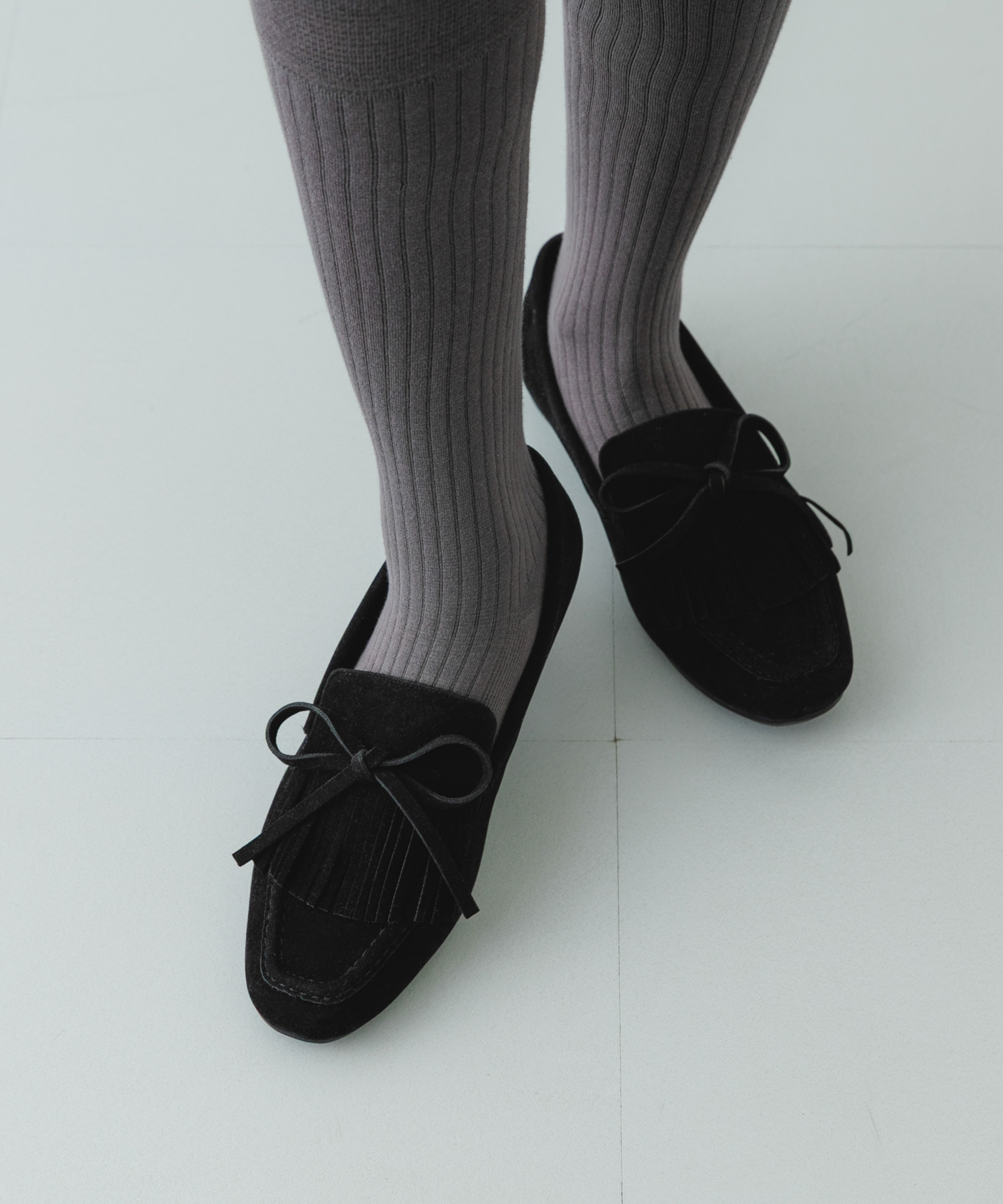 リボンフリンジローファー BLACK 36