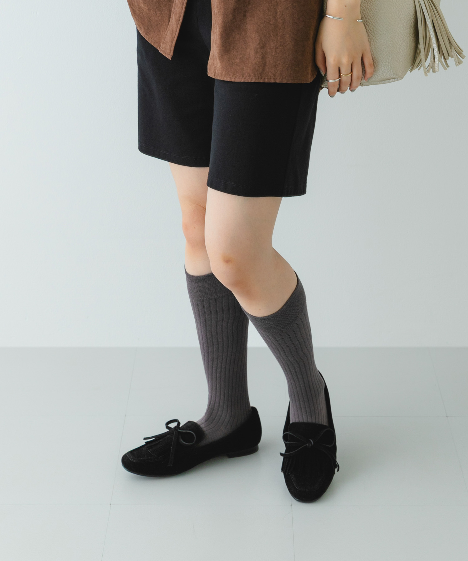 リボンフリンジローファー BLACK 36