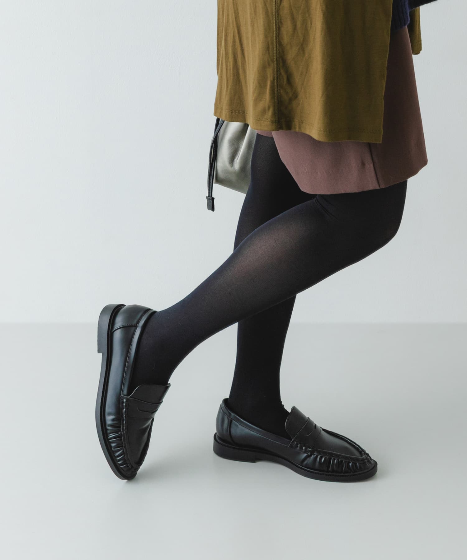 ギャザーローファー BLACK 36