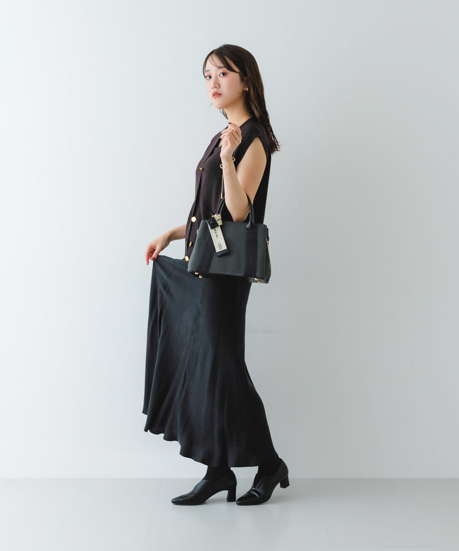 プチメタルスリットパンプス BLACK 36