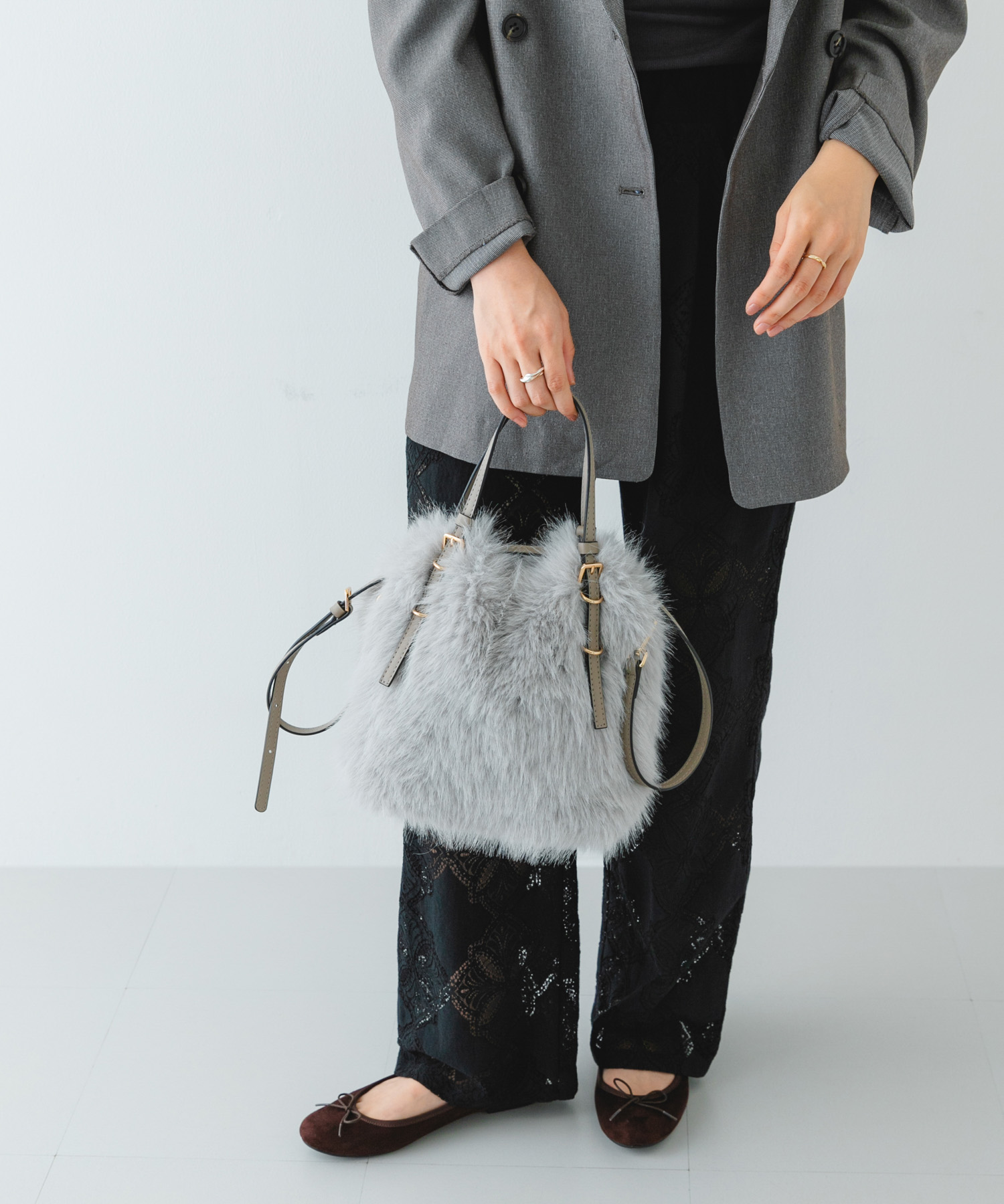 フラッフィー2WAYバッグ LIGHT GRAY one