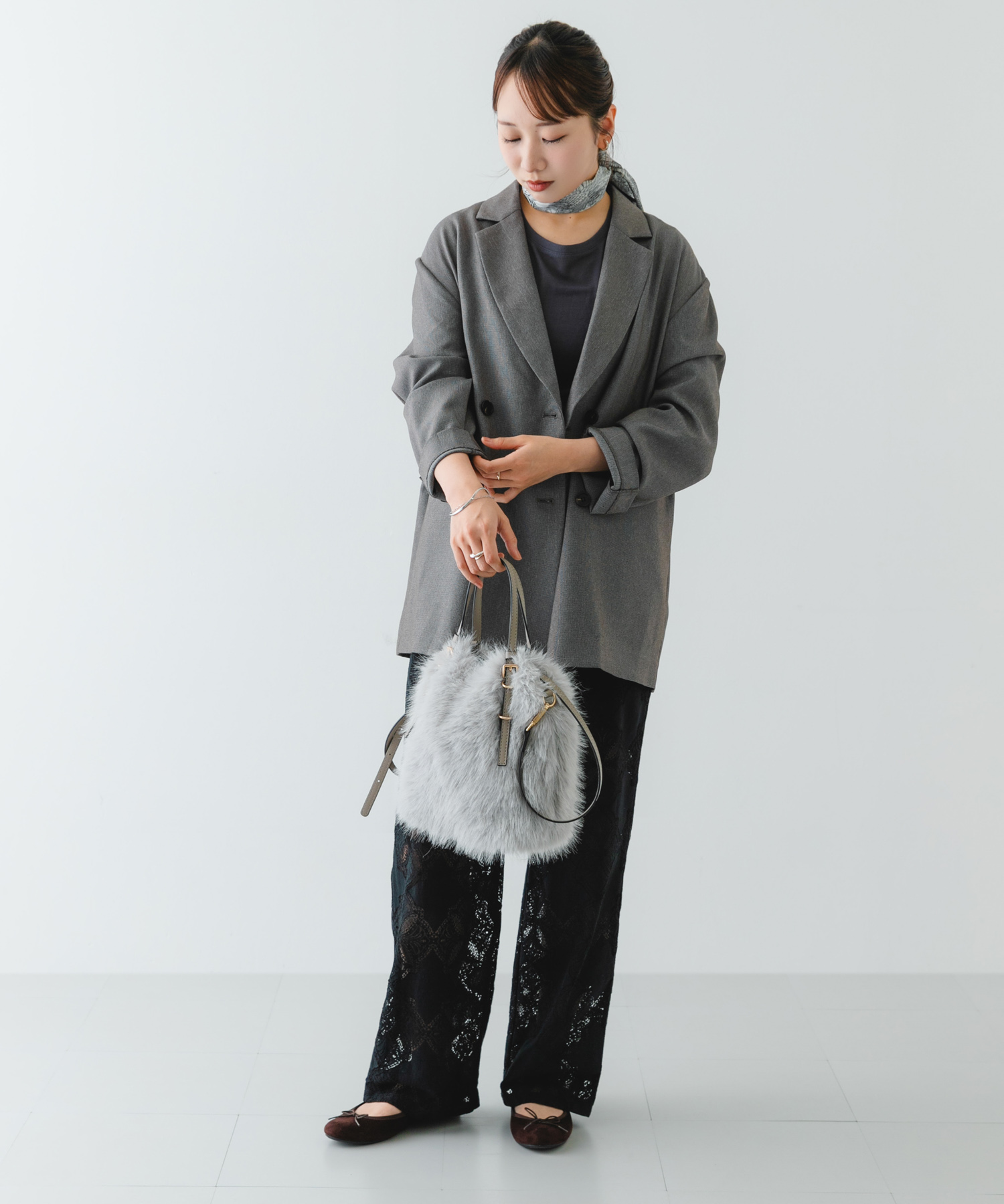 フラッフィー2WAYバッグ LIGHT GRAY one