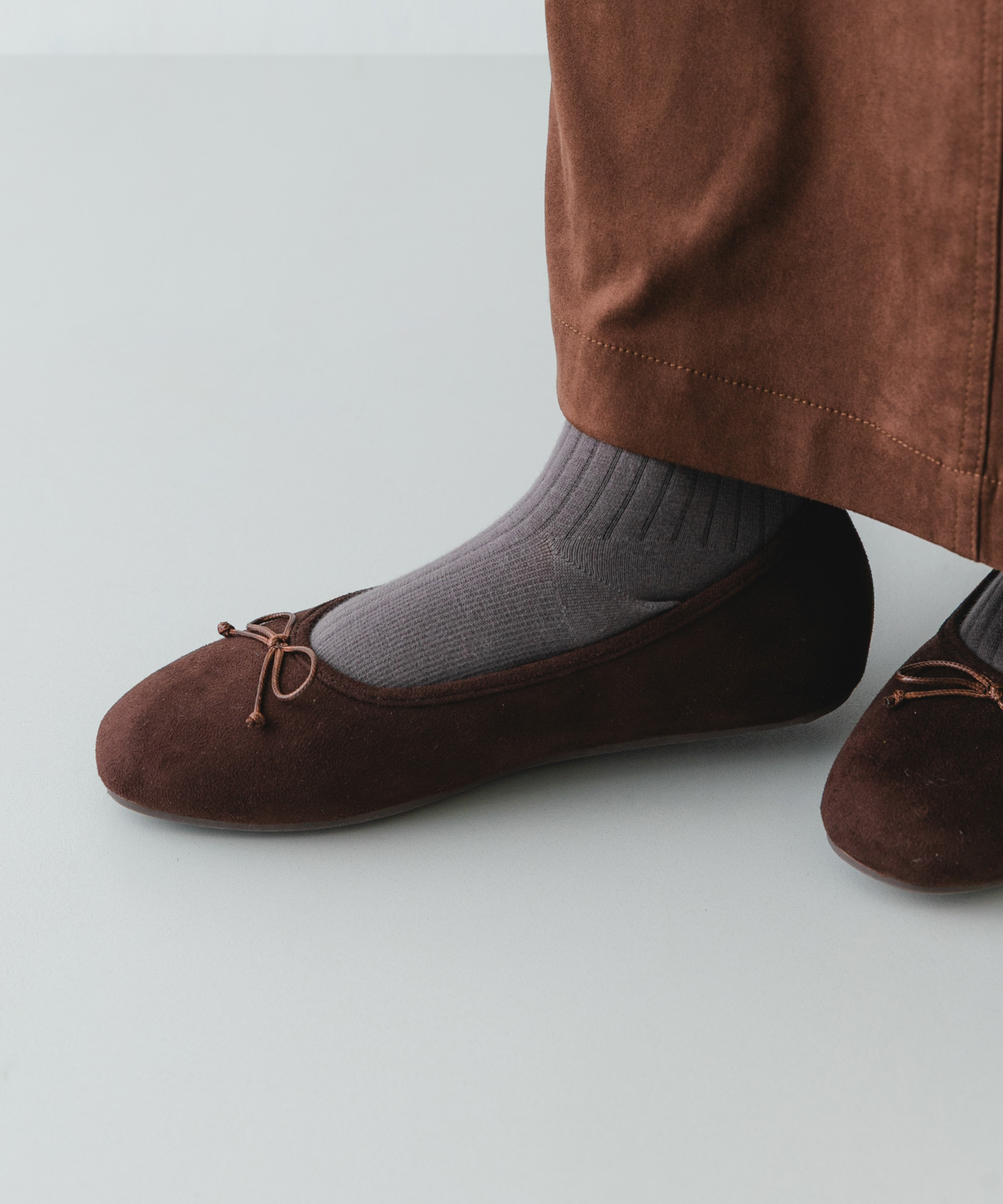 撥水フラッフィーバレエシューズ DARK BROWN 36