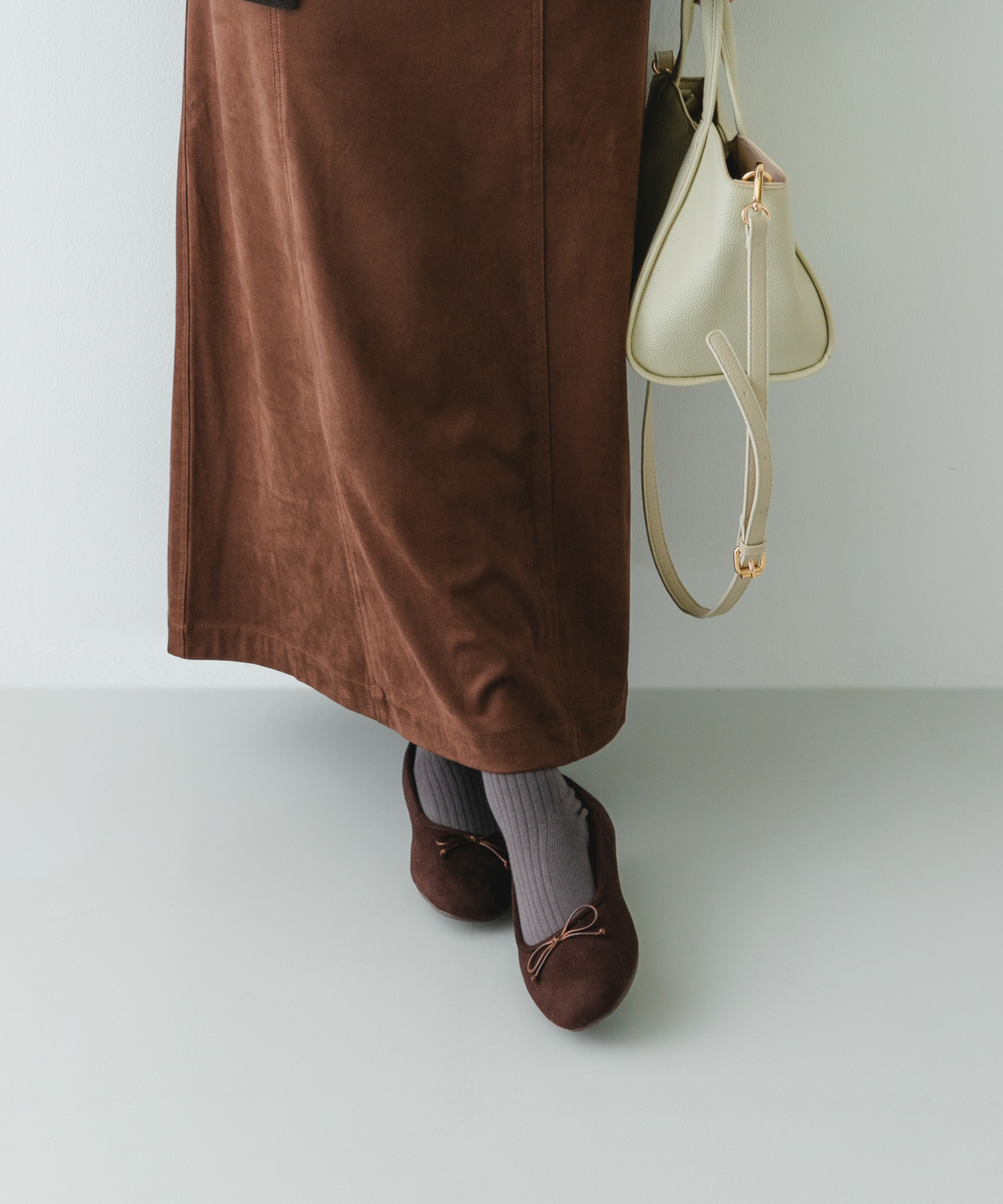 撥水フラッフィーバレエシューズ DARK BROWN 37